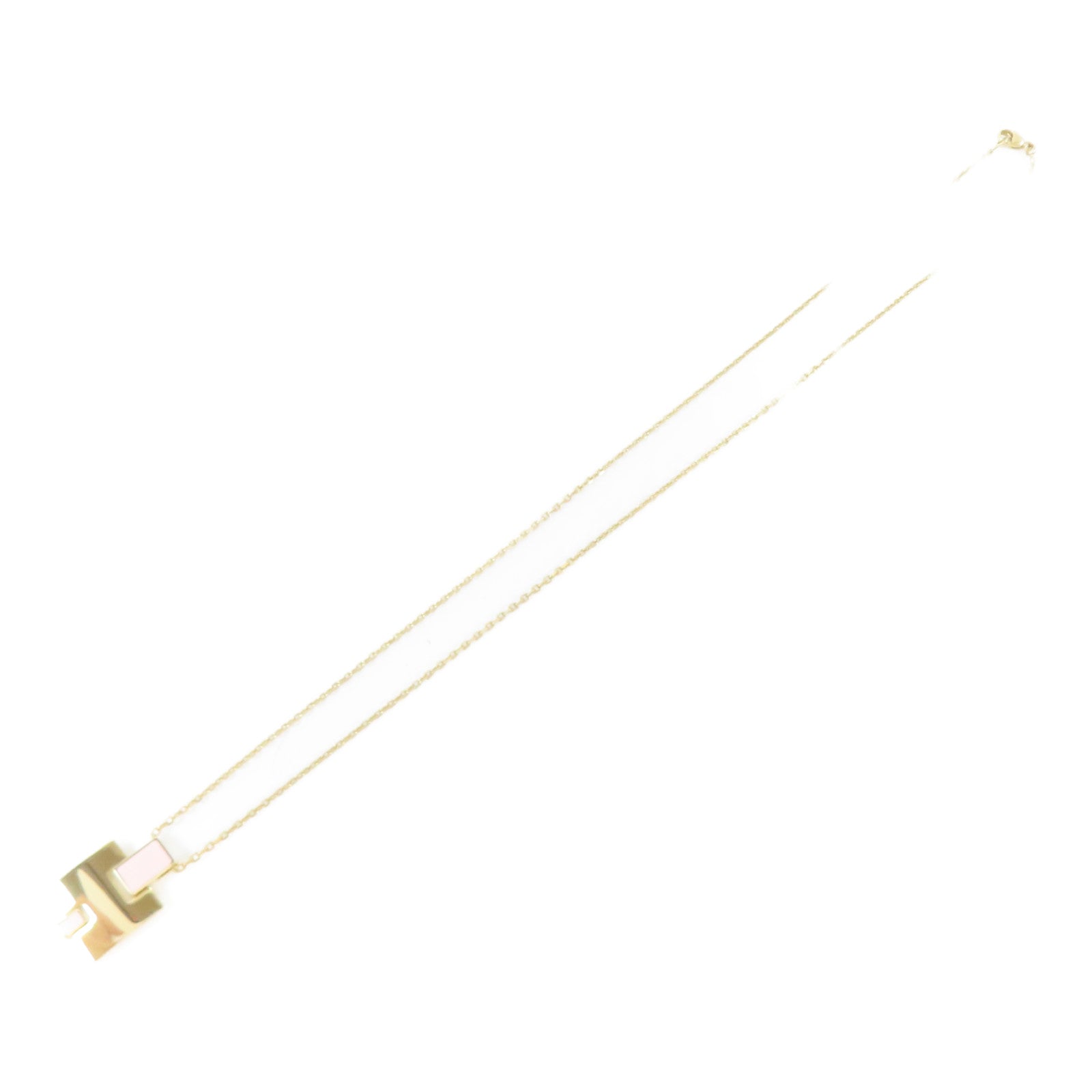 HERMES 金屬Irene Necklace金扣項鍊金色/粉紅色#48cm