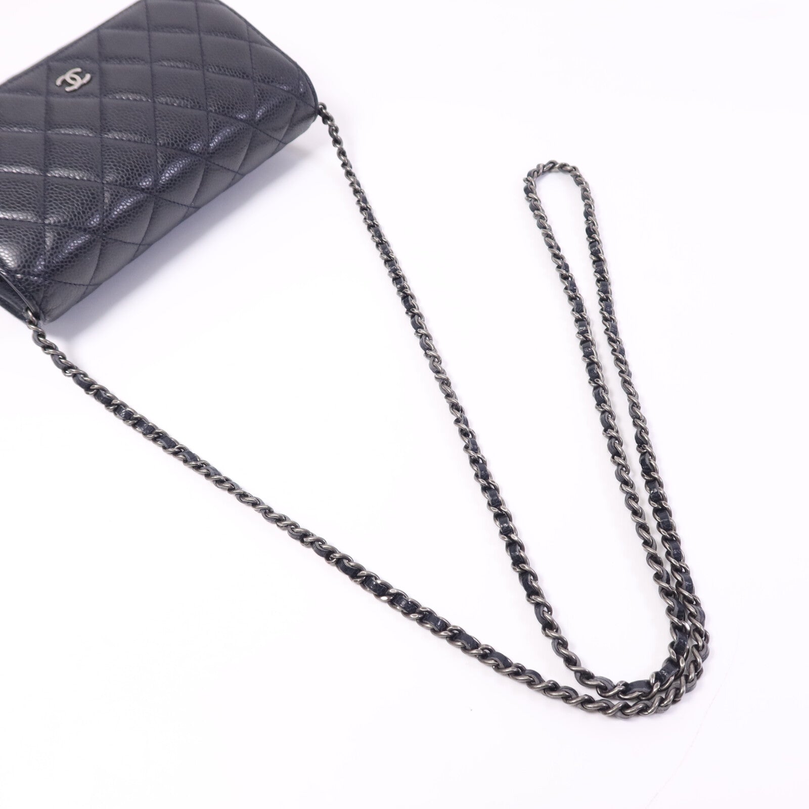 CHANEL 牛皮皮革WOC Wallet On Chain銀扣鏈帶肩背袋