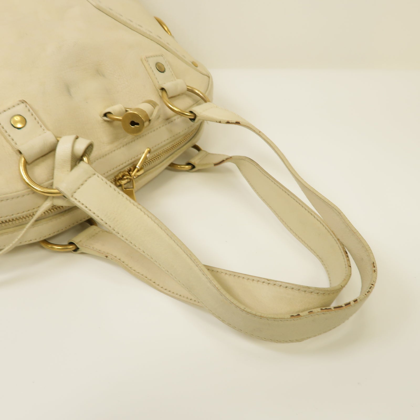 SAINT LAURENT 【激減優惠】牛皮皮革Hand Bag金扣手提袋白色