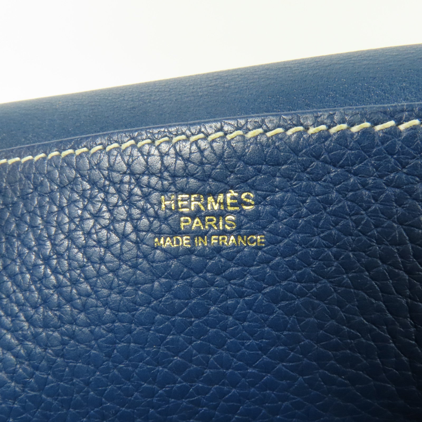 HERMES Clemence皮革Halzan 31金扣手挽肩背兩用袋Bleu Brighton