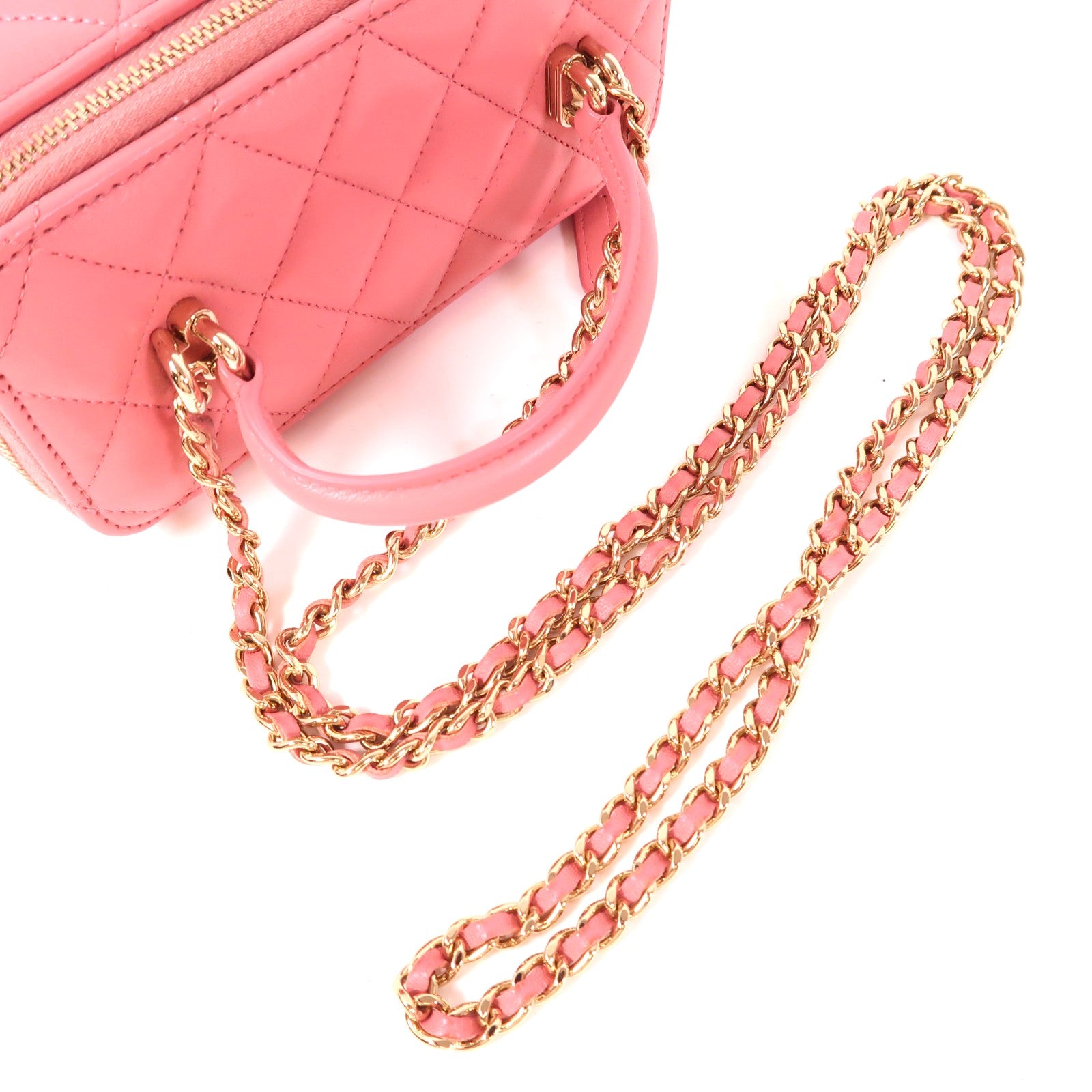 CHANEL 羊皮皮革Top Handle Vanity Case金扣手挽肩背兩用袋