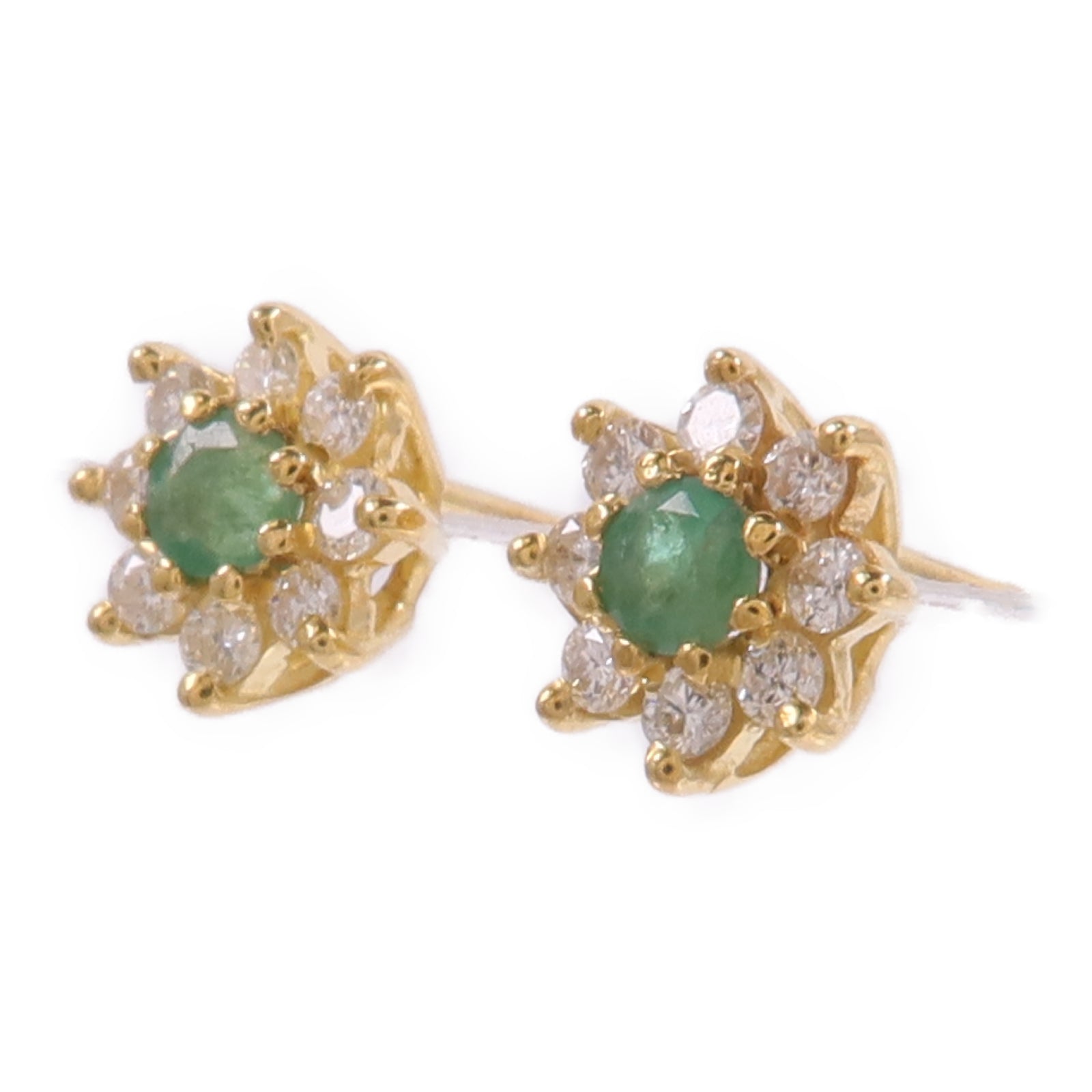 JEWELRY 18K黃金Emerald Diamond Earrings綠寶石/鑽石耳環