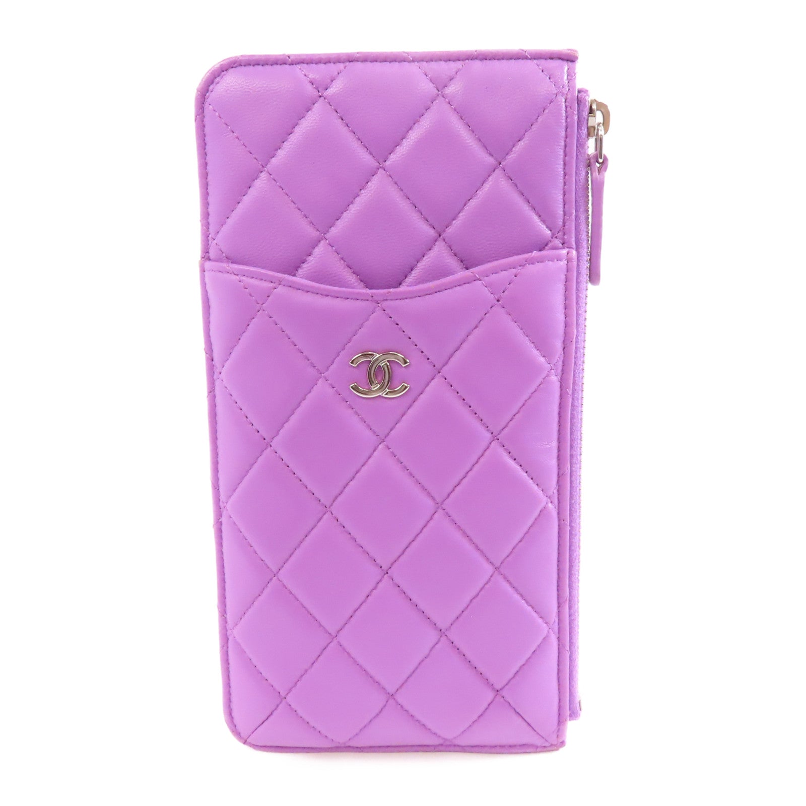 CHANEL 菱格羊皮皮革Clutch Bag金扣手拿包紫色
