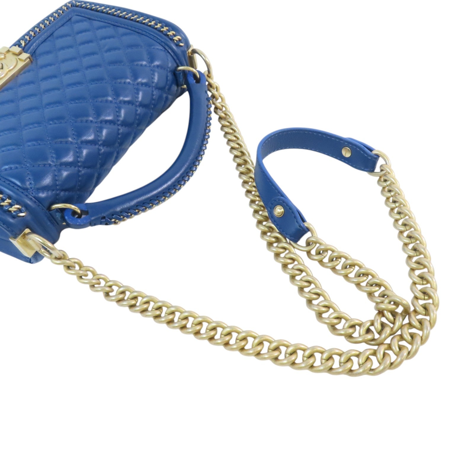 CHANEL 羊皮皮革Boy 25 With Handel金扣鏈帶肩背袋