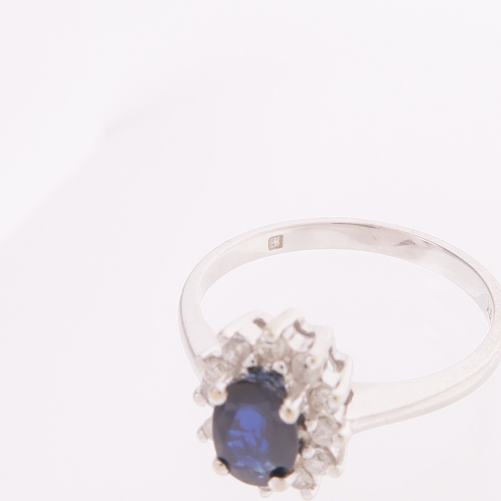 JEWELRY 18K白金Sapphire Diamond Ring藍寶石/鑽石戒指US#5.5