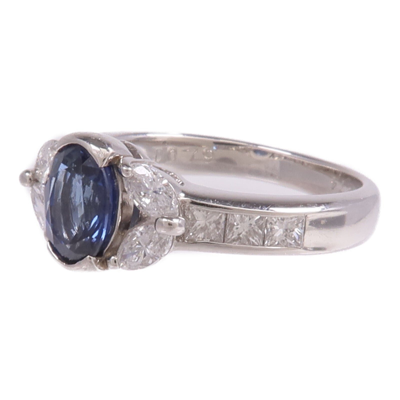 JEWELRY PT900鉑金Sapphire Diamond Ring藍寶石/鑽石戒指US#6.25