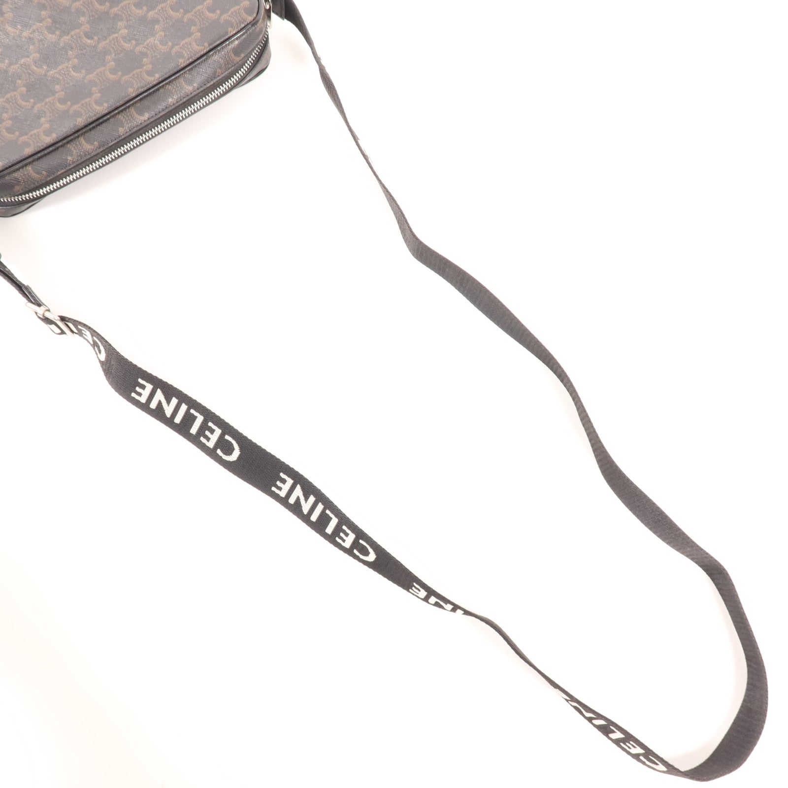 CELINE 塗層帆布Shoulder Bag銀扣肩背袋