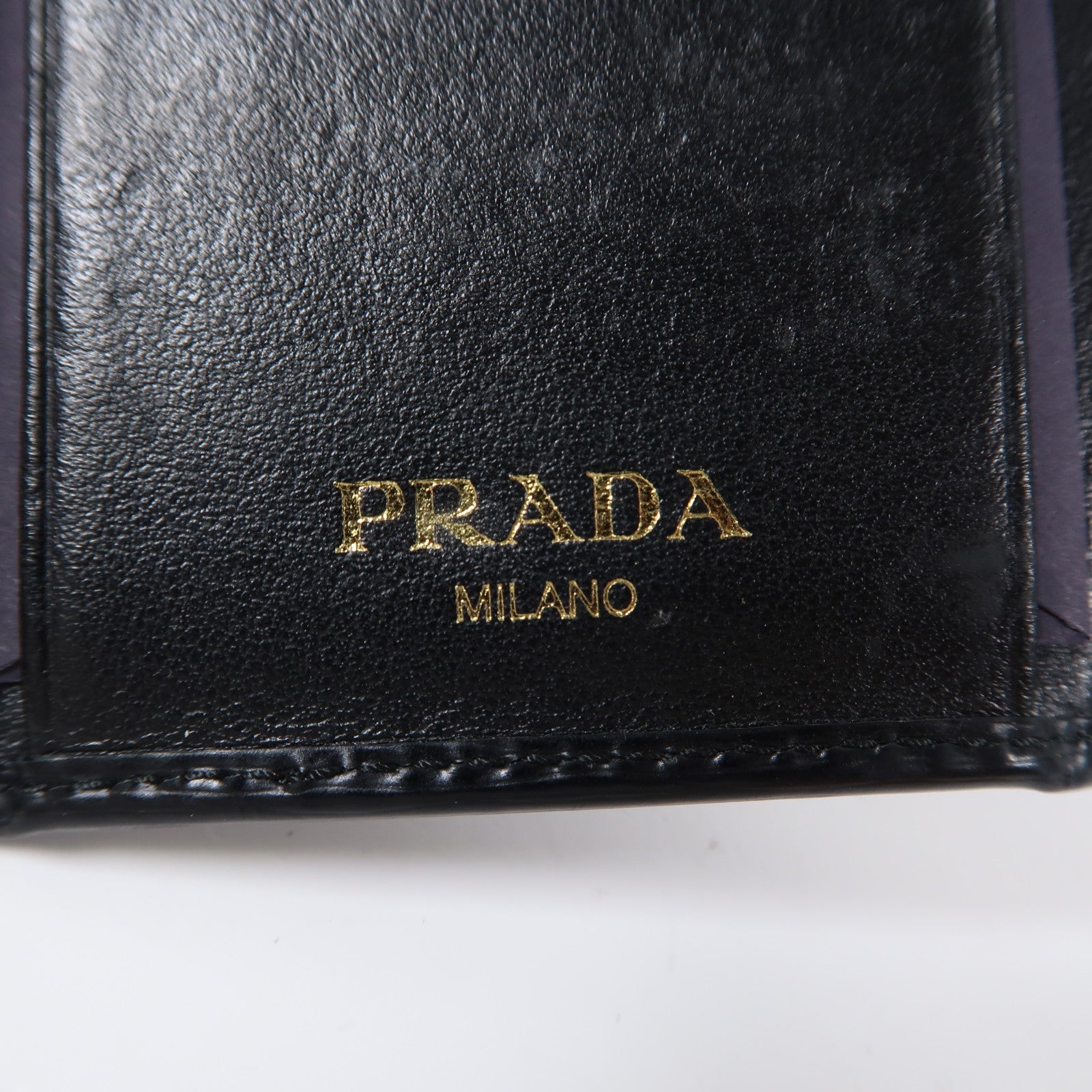 PRADA 牛皮皮革Key Holder金扣鑰匙套黑色