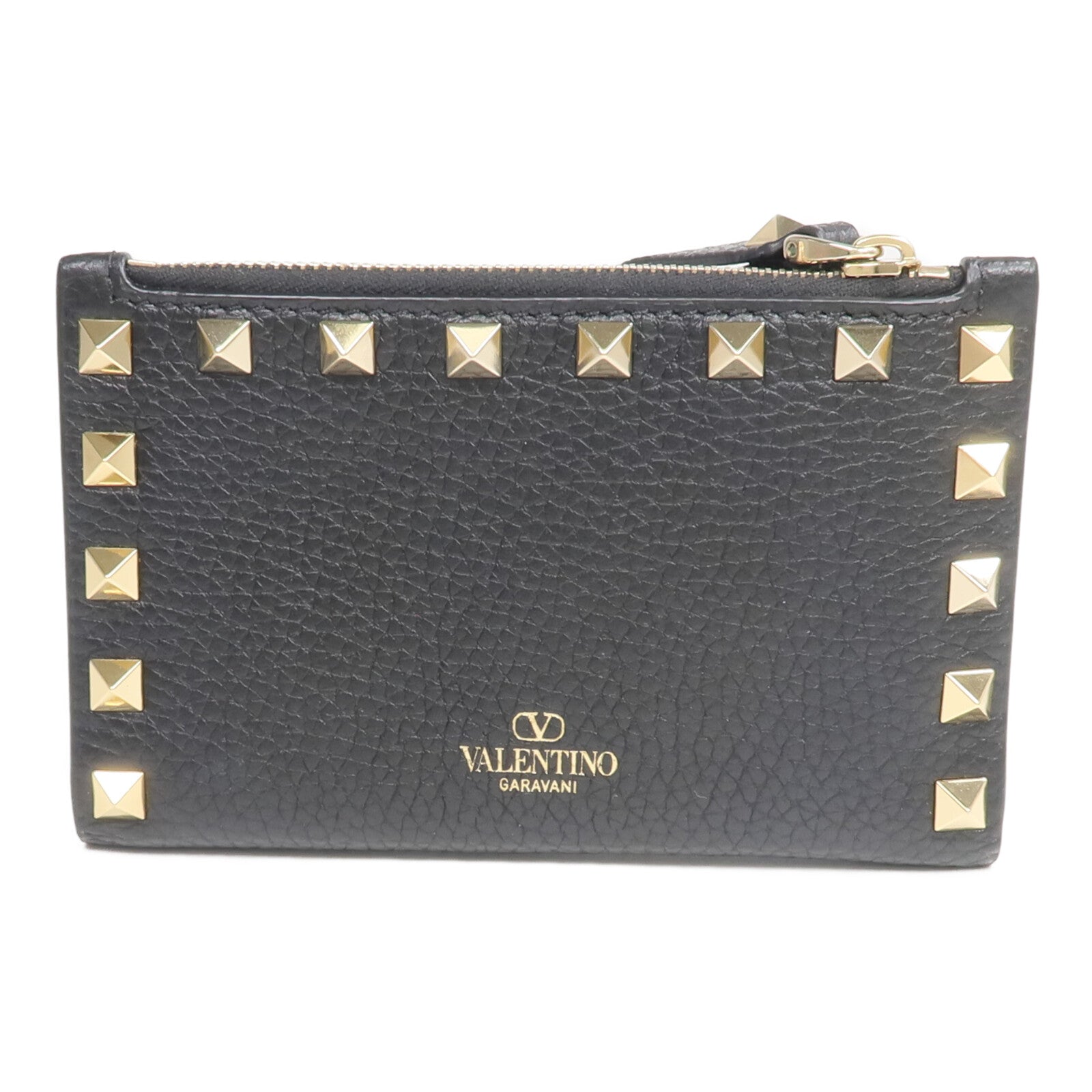 Valentino 牛皮皮革Rockstud Zipped Card Holder卡片套