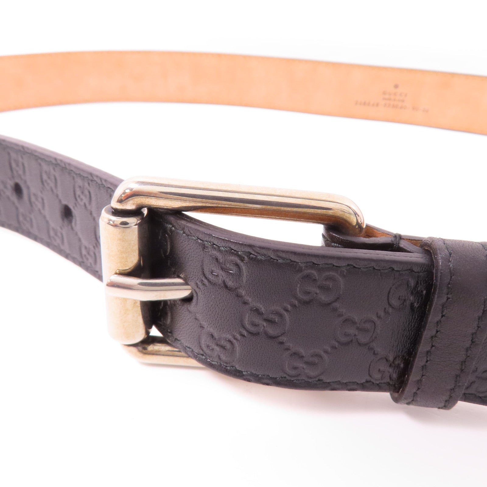 GUCCI 牛皮皮革Belt銀扣皮帶
