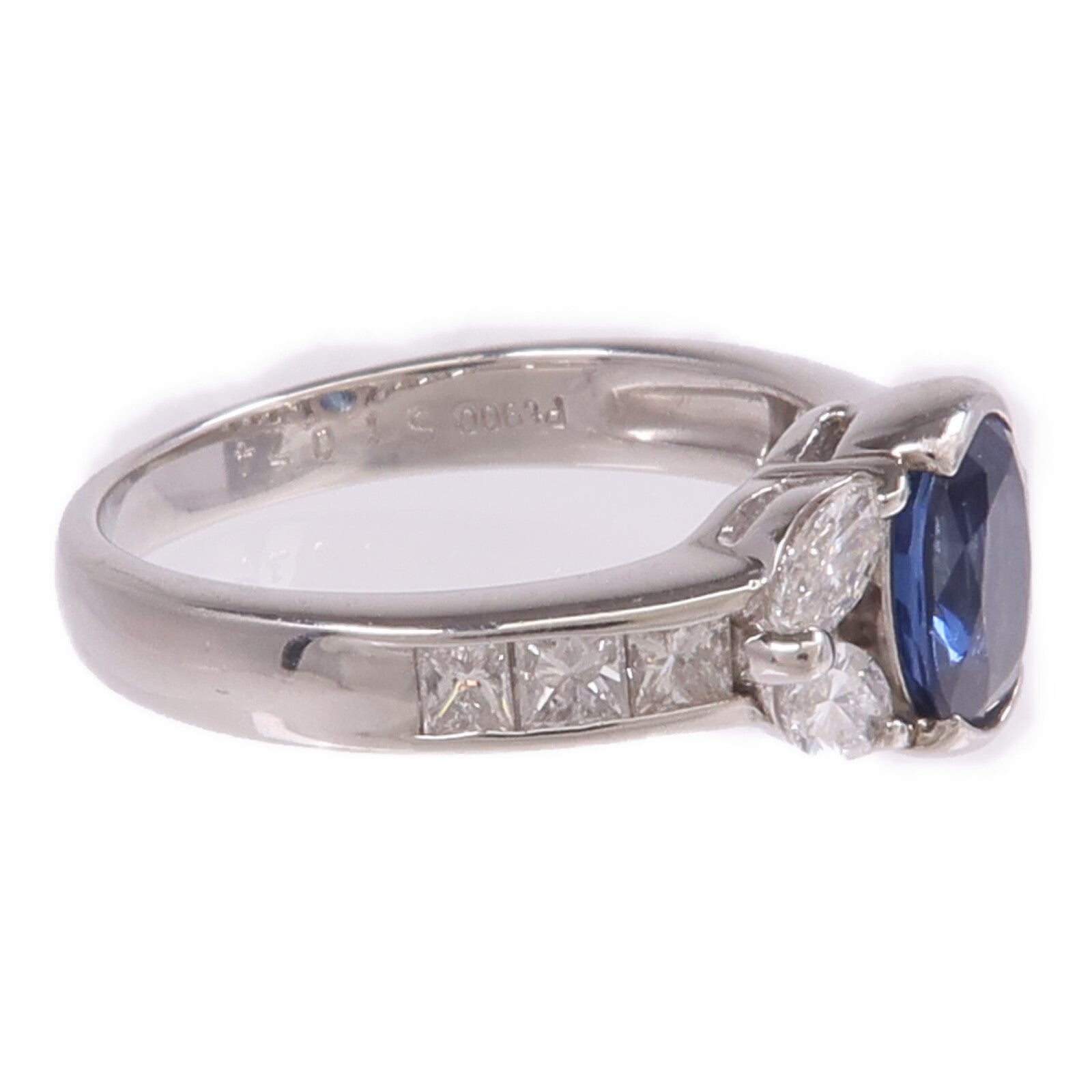 JEWELRY PT900鉑金Sapphire Diamond Ring藍寶石/鑽石戒指US#6.25