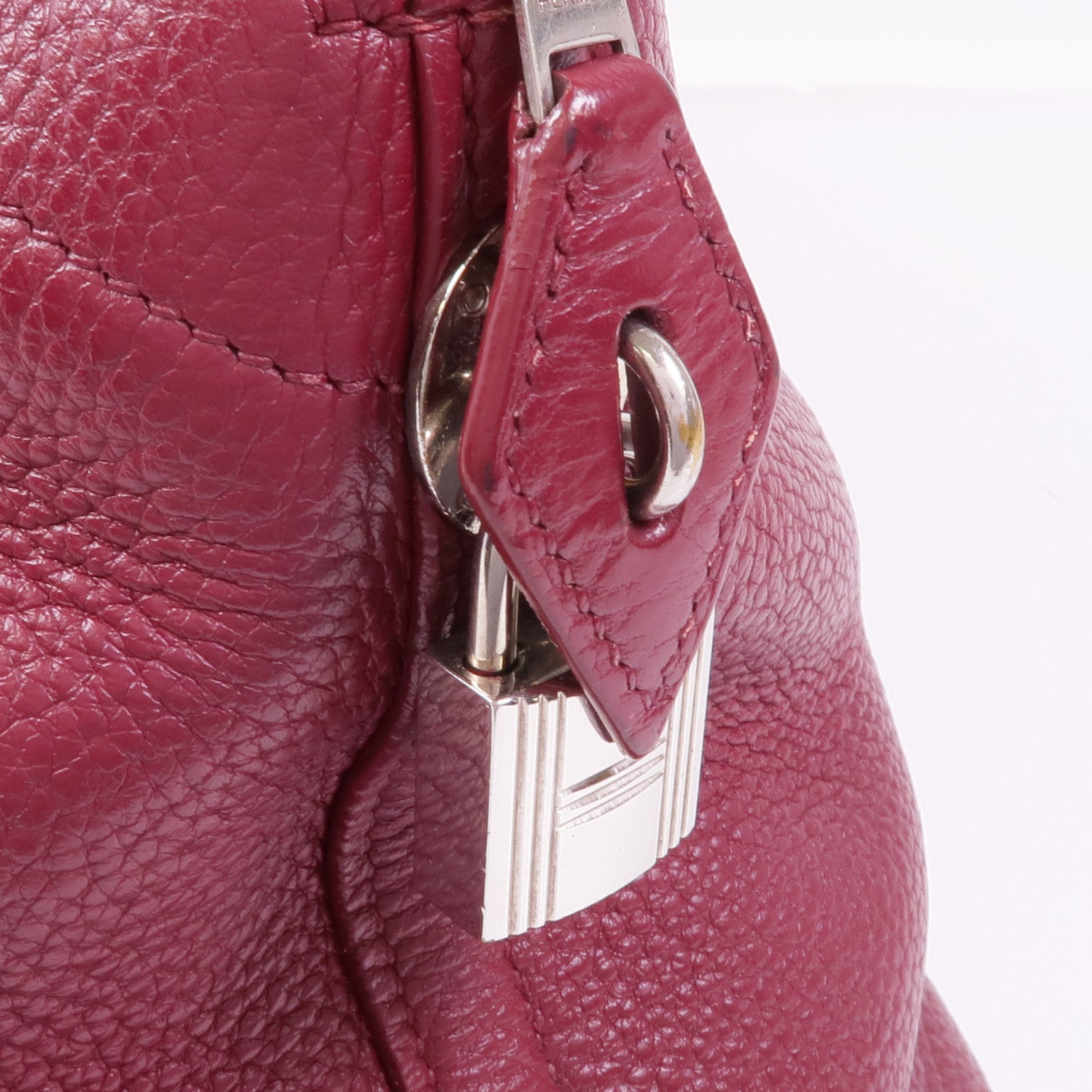 HERMES Clemence皮革Bolide 35銀扣手挽肩背兩用袋Rubis