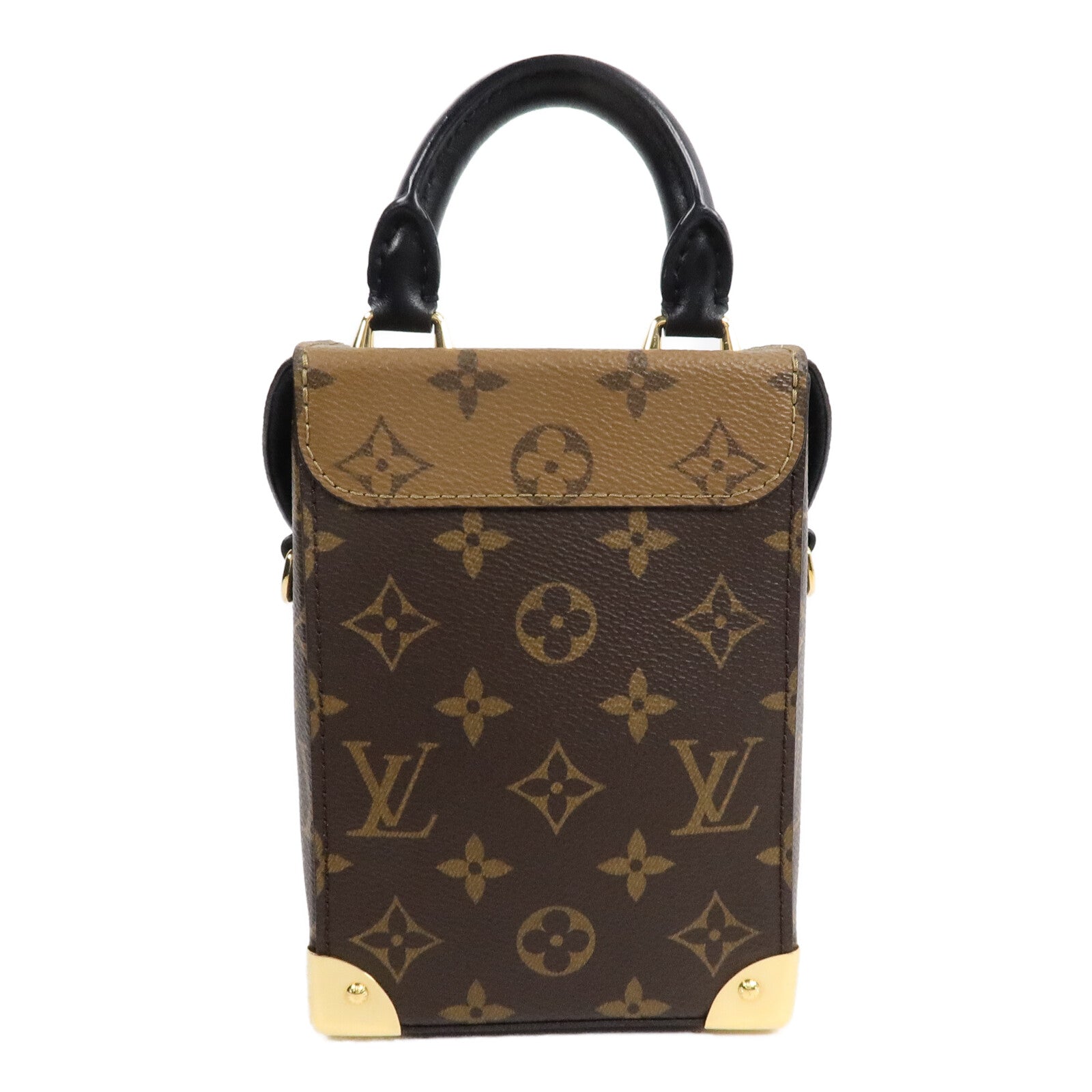 LOUIS VUITTON Monogram/Monogram Reverse Camera Box金扣鏈帶手挽肩背兩用袋