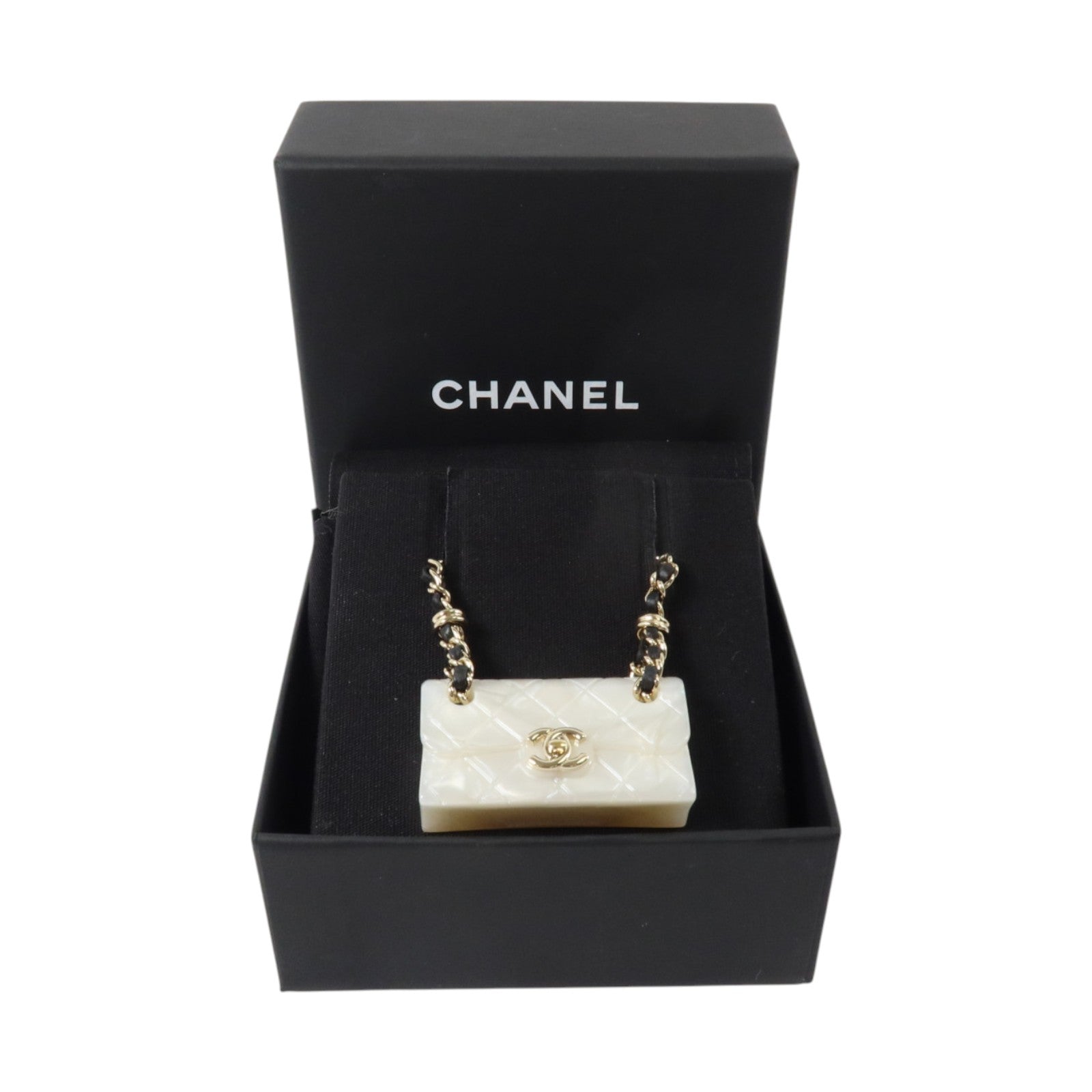 CHANEL 金屬/Resin Flap Bag Pendant Necklace金扣項鏈