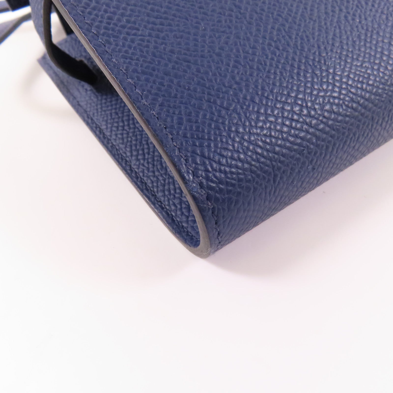 HERMES Epsom皮革Kelly To Go銀扣肩背袋Bleu Saphir