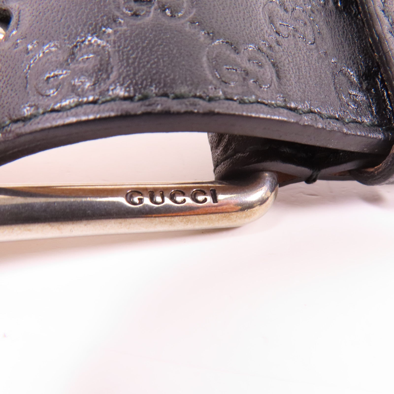GUCCI 牛皮皮革Belt銀扣皮帶