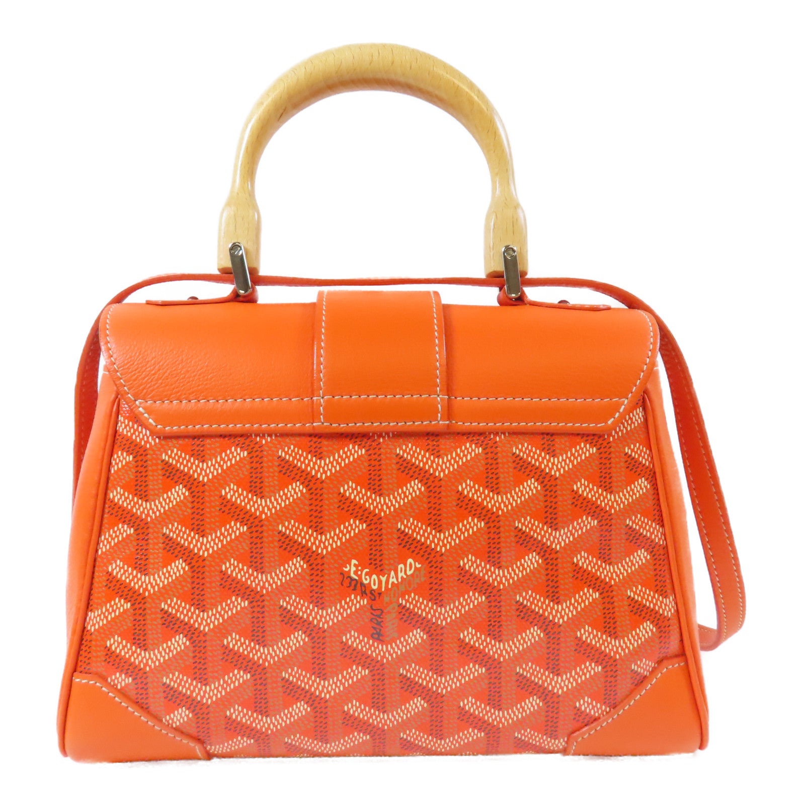 GOYARD 塗層帆布/牛皮皮革Saigon銀扣手挽肩背兩用袋橙色