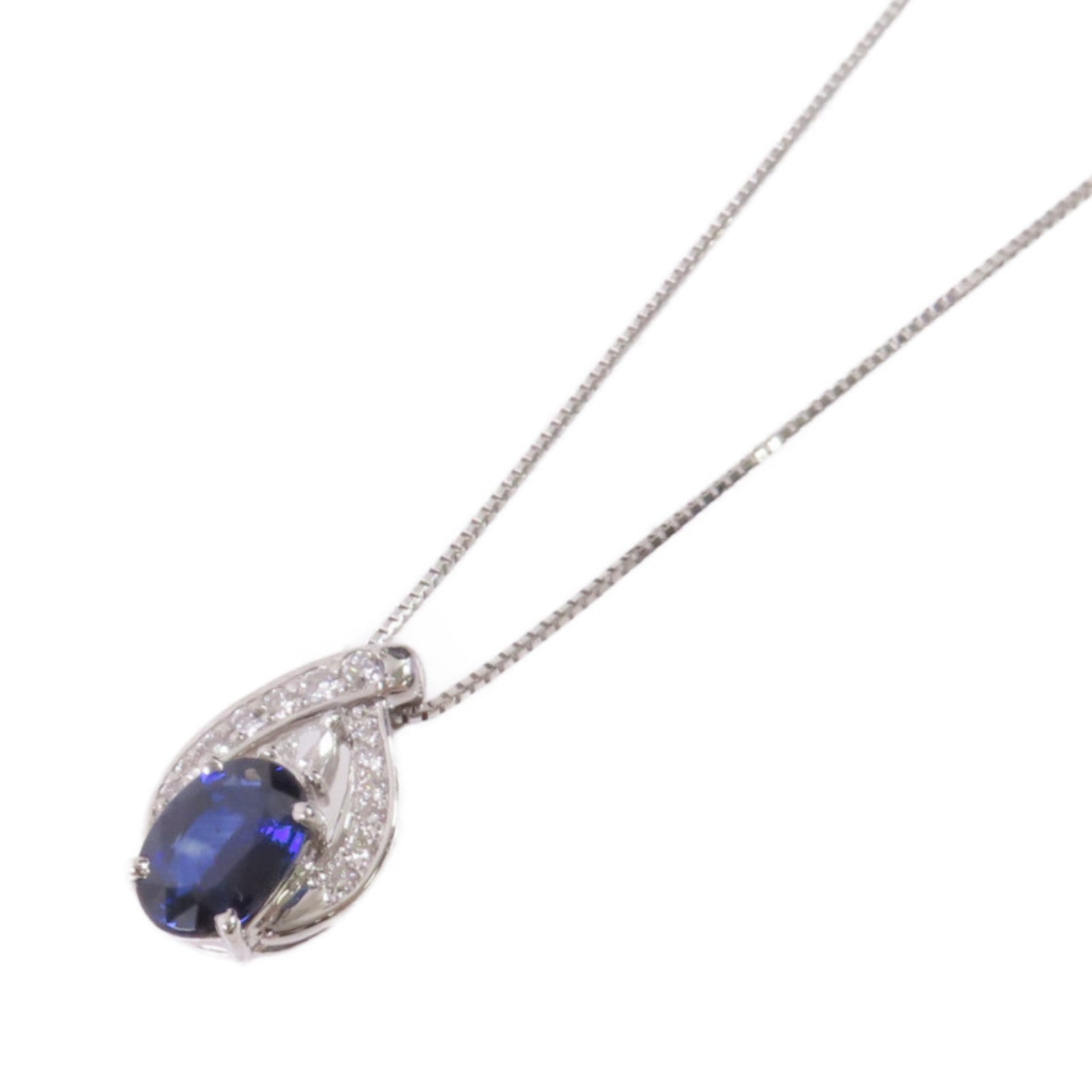 JEWELRY 【激減優惠】PT850鉑金/1.73ct藍寶石/0.24ct鑽石Sapphire/Diamond Necklace項鏈