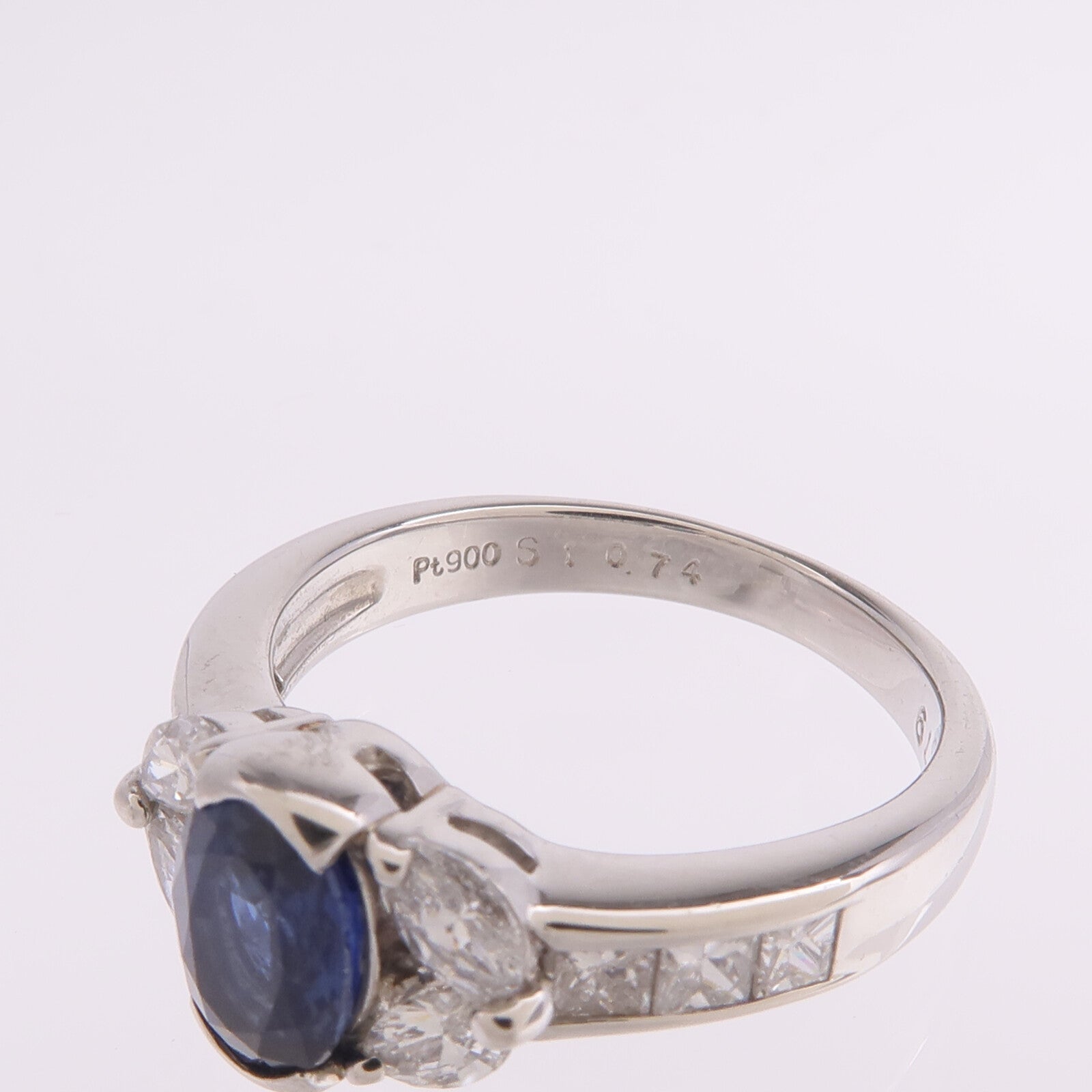 JEWELRY PT900鉑金Sapphire Diamond Ring藍寶石/鑽石戒指US#6.25