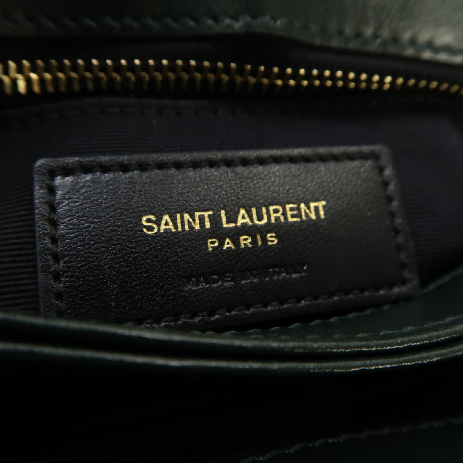 SAINT LAURENT 斜紋牛皮皮革Lou Lou金扣肩背袋綠色