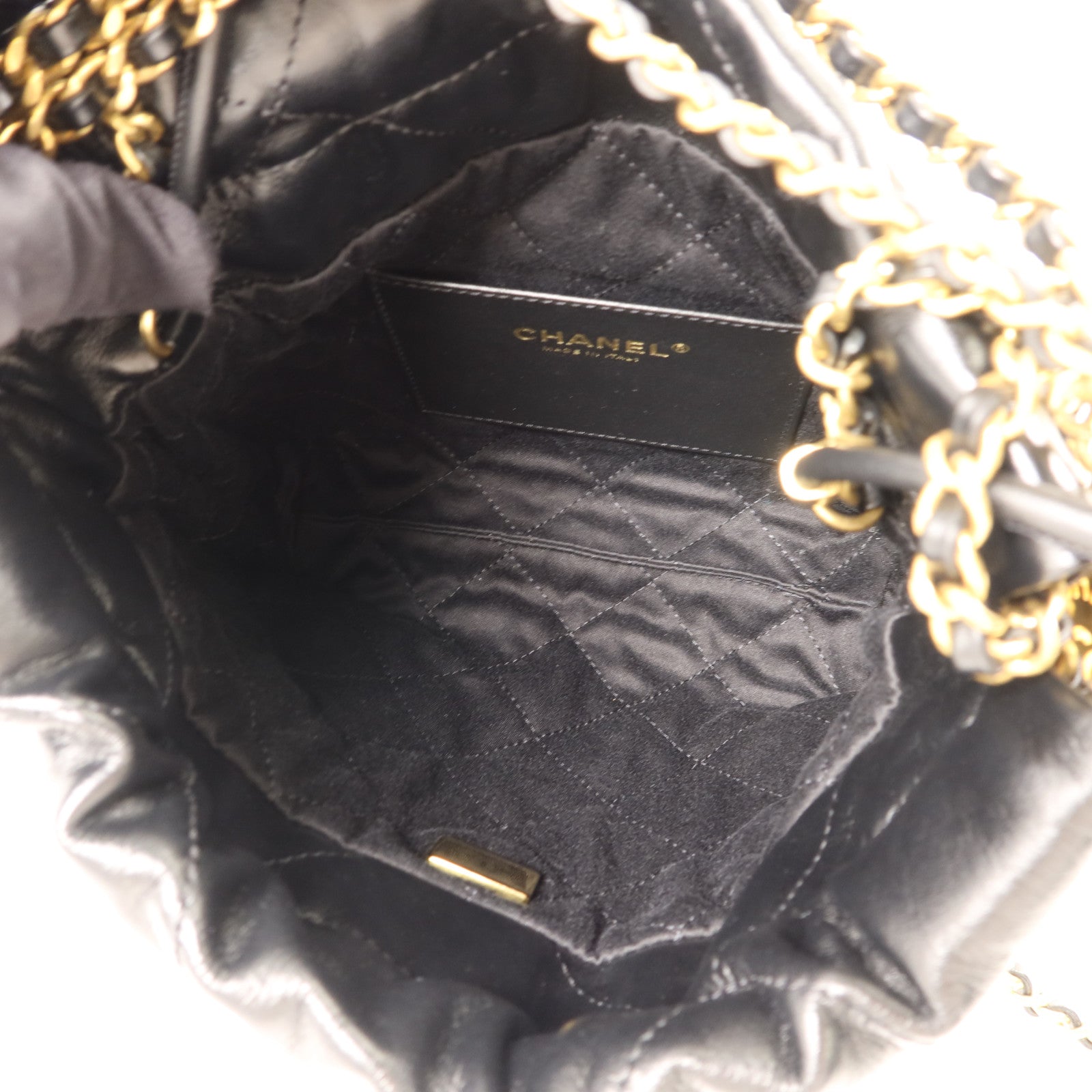 CHANEL 羊皮皮革Mini 22金扣手挽肩背兩用袋