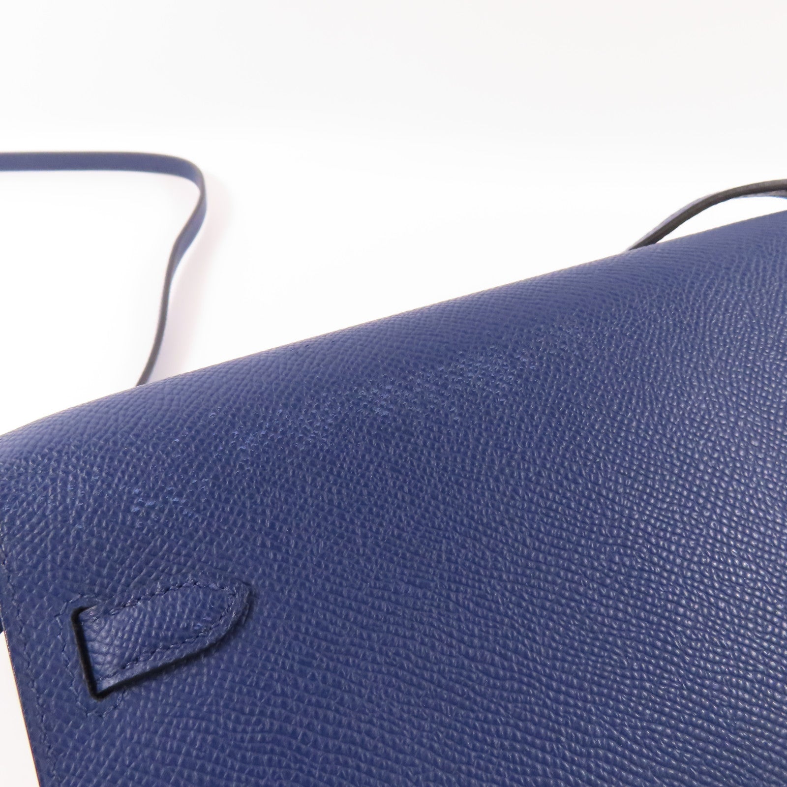 HERMES Epsom皮革Kelly To Go銀扣肩背袋Bleu Saphir