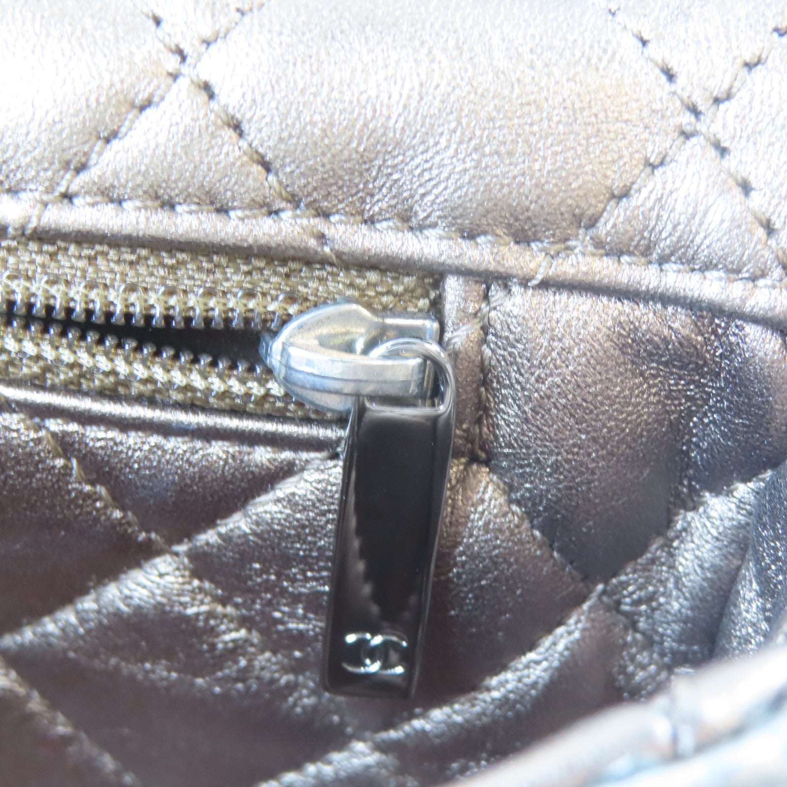 CHANEL 蛇皮皮革Chain Shoulder Bag銀扣鏈帶肩背袋銀色