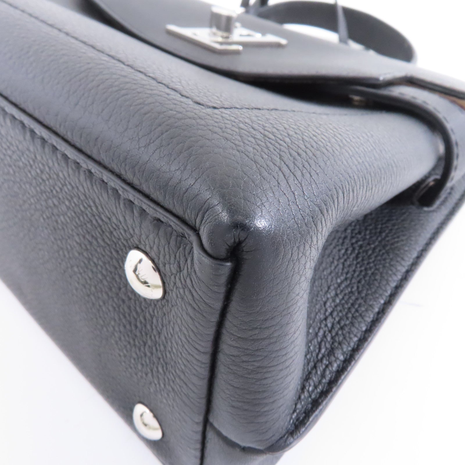 LOUIS VUITTON 牛皮皮革Lock Me Ever BB銀扣手挽肩背兩用袋黑色