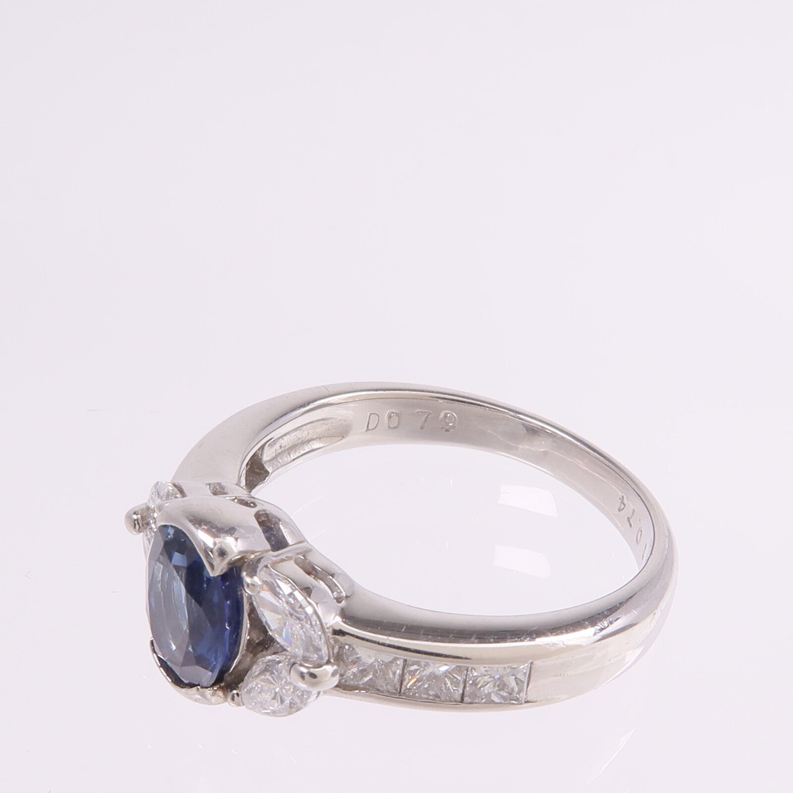 JEWELRY PT900鉑金Sapphire Diamond Ring藍寶石/鑽石戒指US#6.25