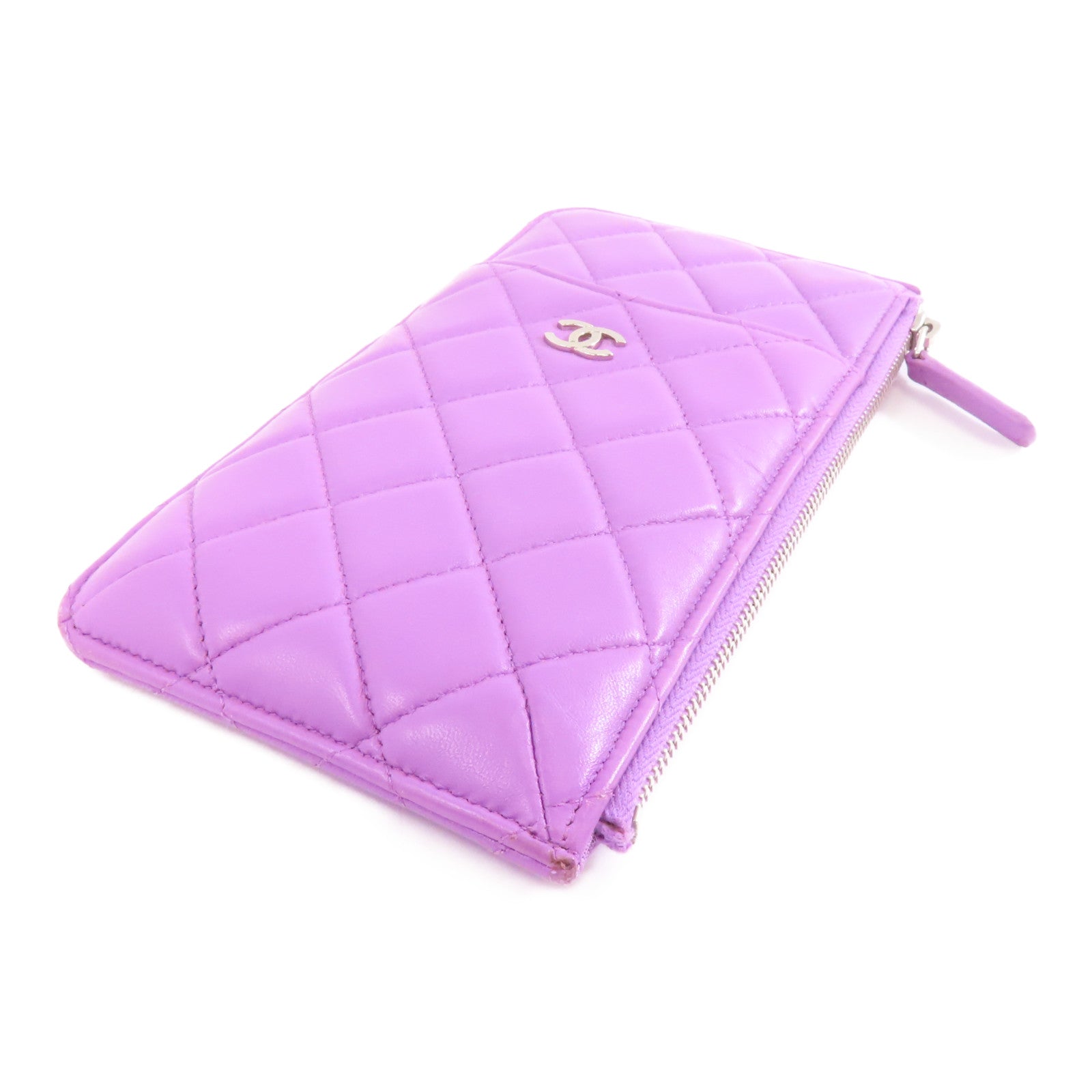 CHANEL 菱格羊皮皮革Clutch Bag金扣手拿包紫色