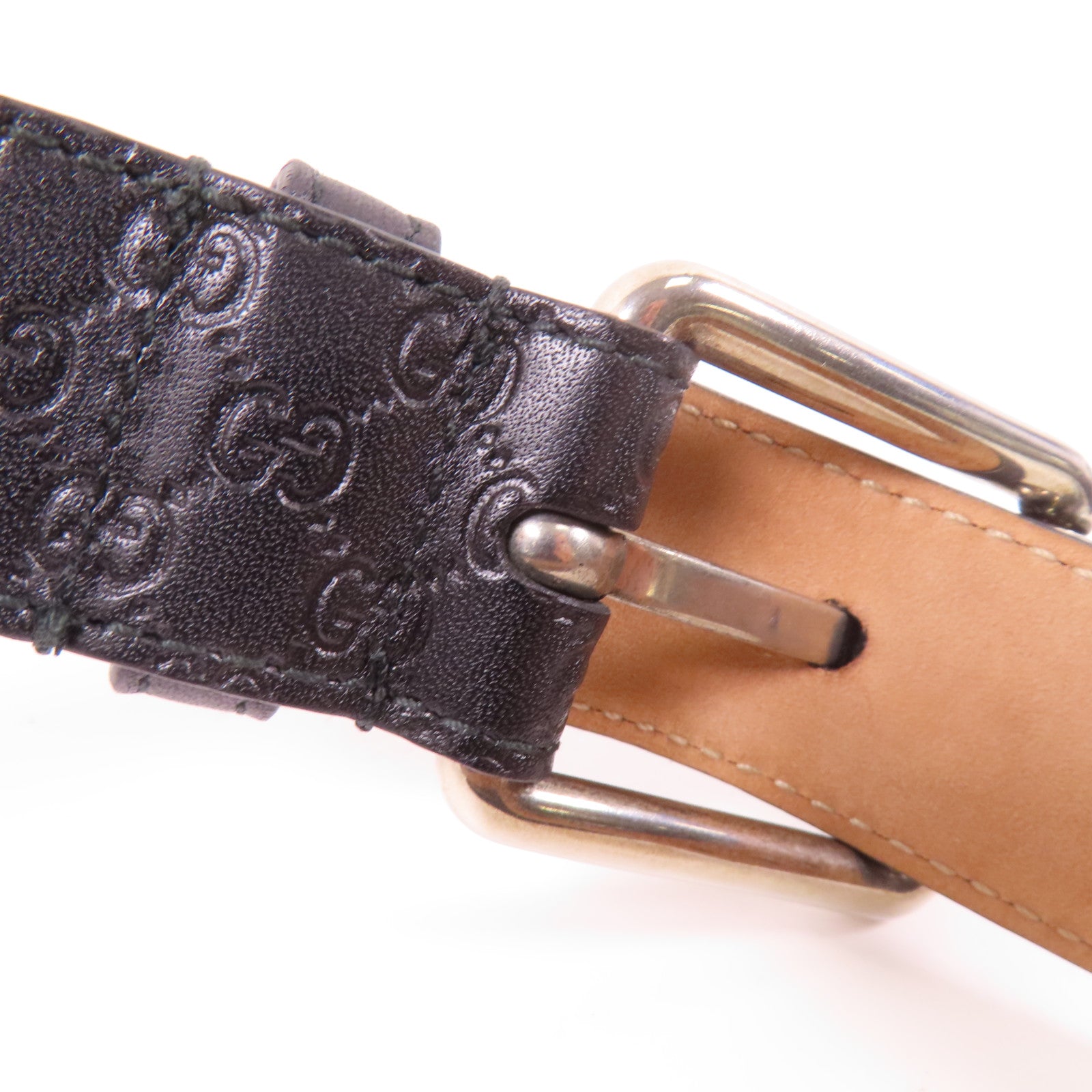 GUCCI 牛皮皮革Belt銀扣皮帶