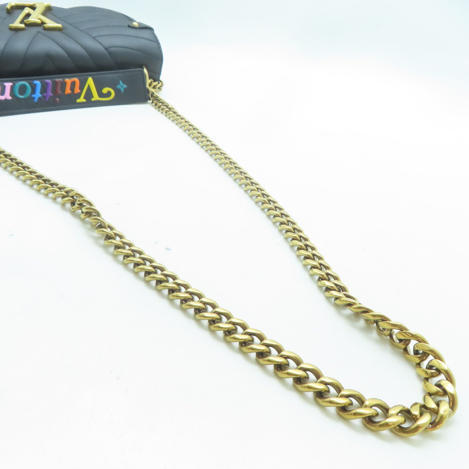 LOUIS VUITTON 牛皮皮革New Wave金扣鏈帶手挽肩背兩用袋黑色