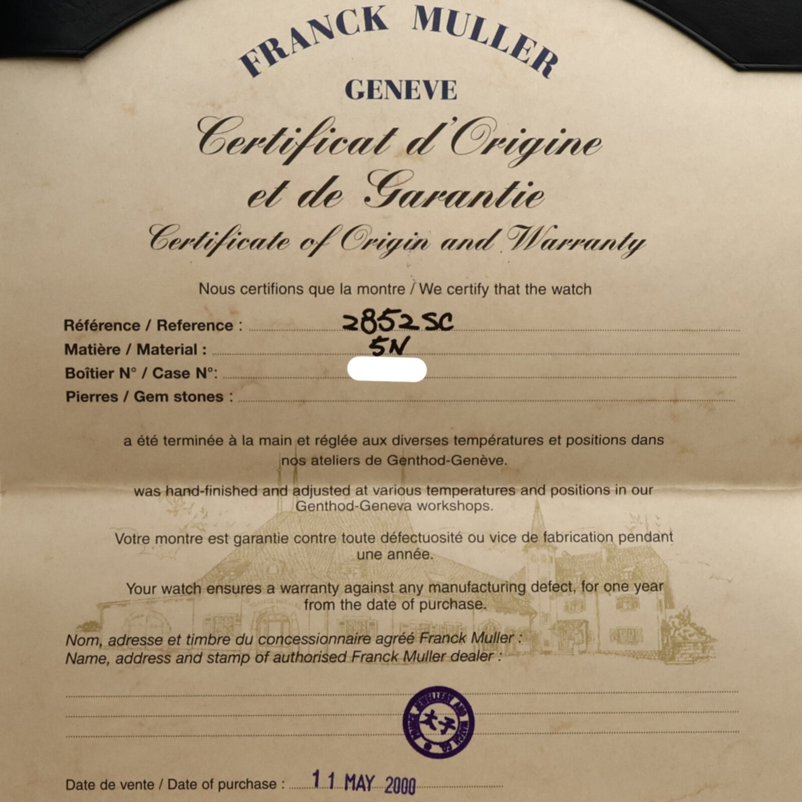 FRANCK MULLER Cintree Curvex 2852SC