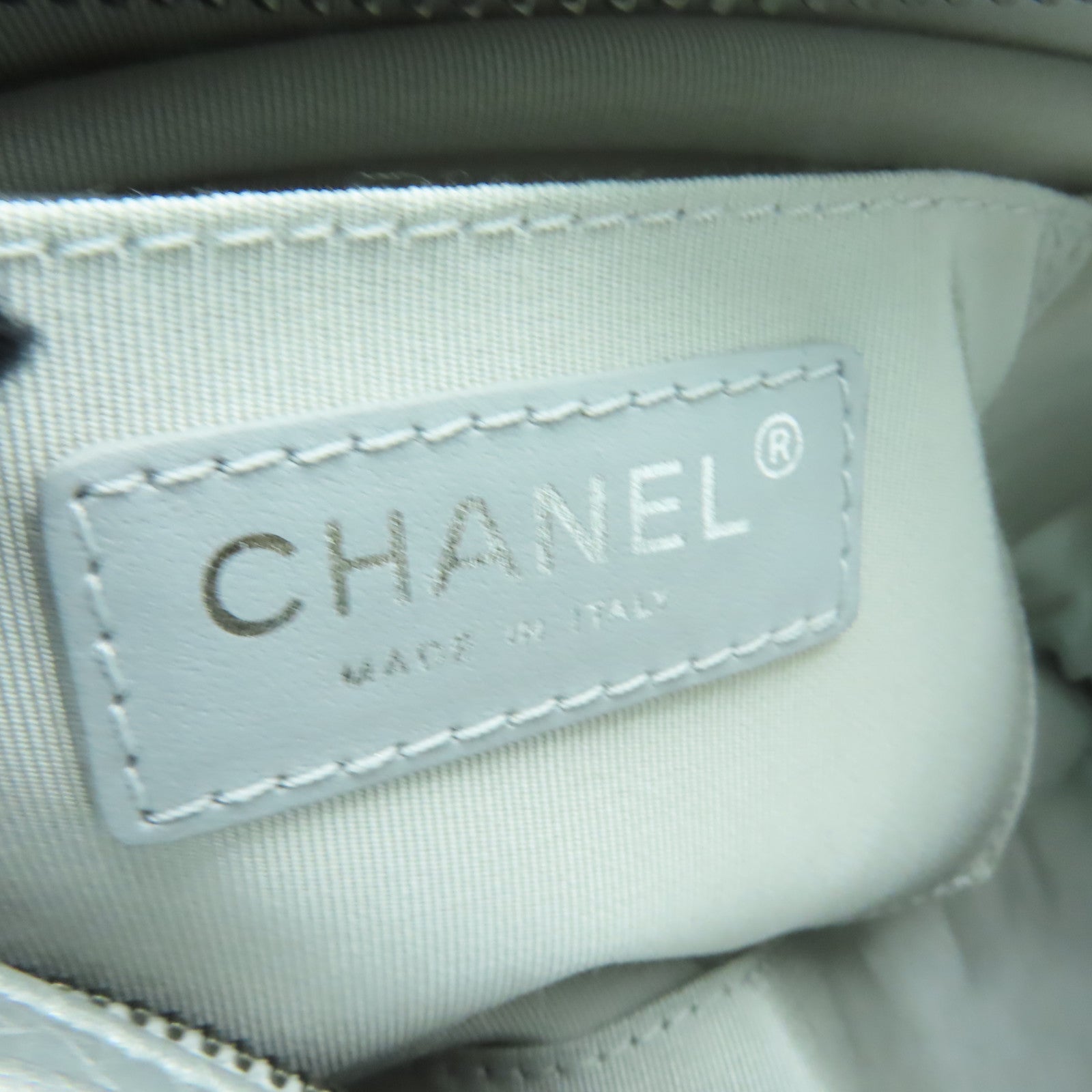 CHANEL 【清倉大減價】菱格牛皮皮革Chain Shoulder銀扣鏈帶肩背袋銀色