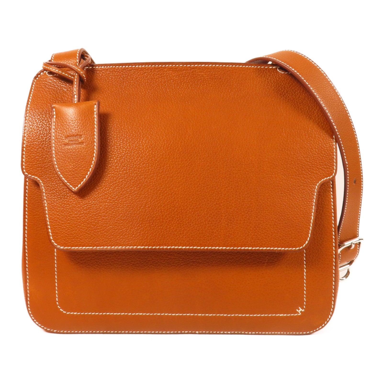 HERMES Barenia Faubourg皮革Mali-Selle Messenger Bag銀扣肩背袋啡色