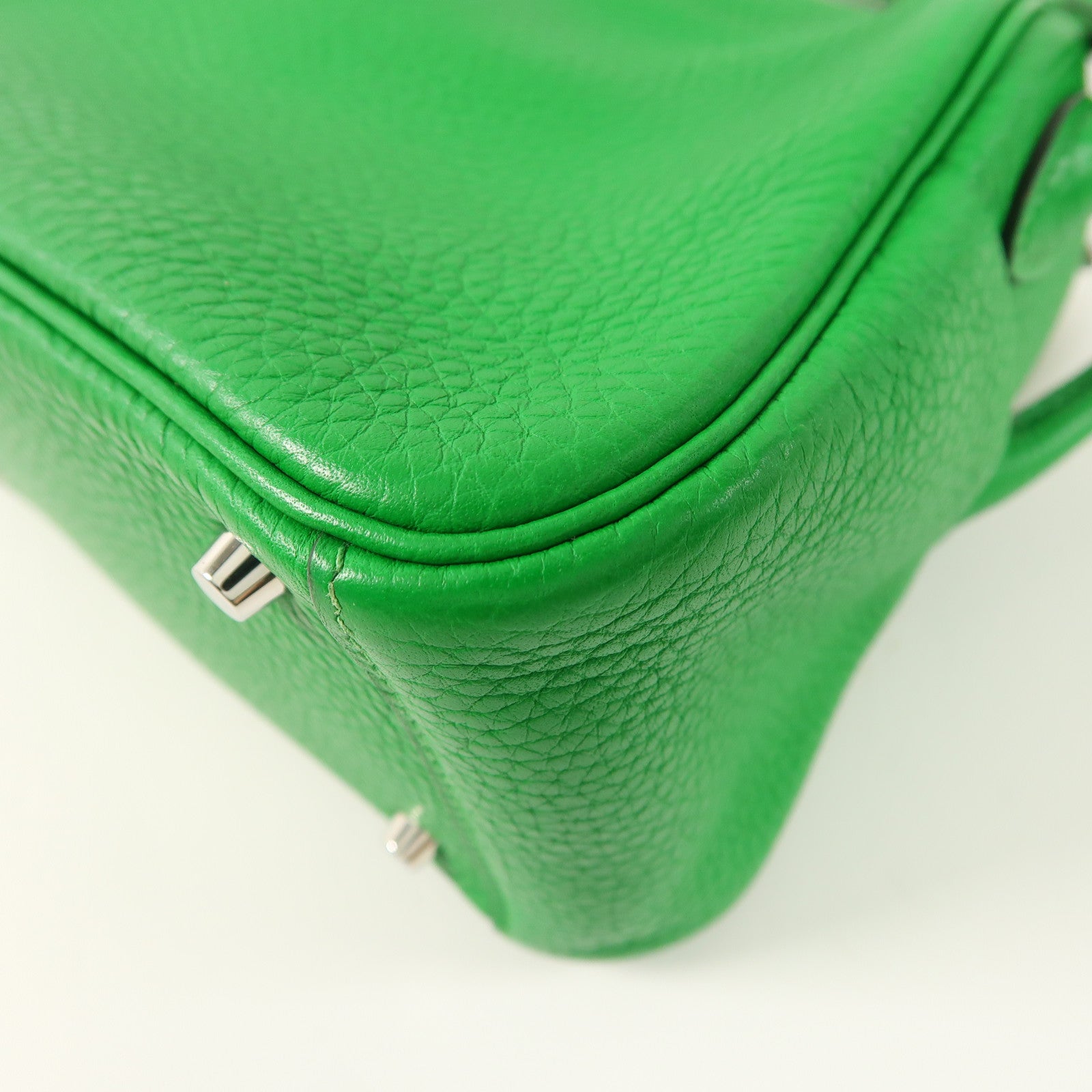 HERMES Clemence皮革Mini Lindy銀扣手挽肩背兩用袋Bambou