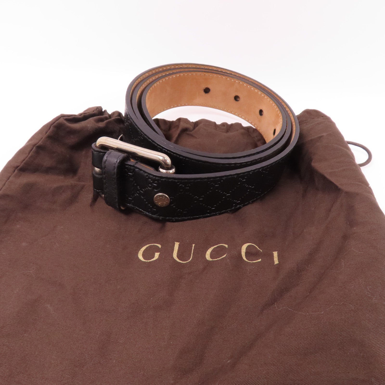 GUCCI 牛皮皮革Belt銀扣皮帶