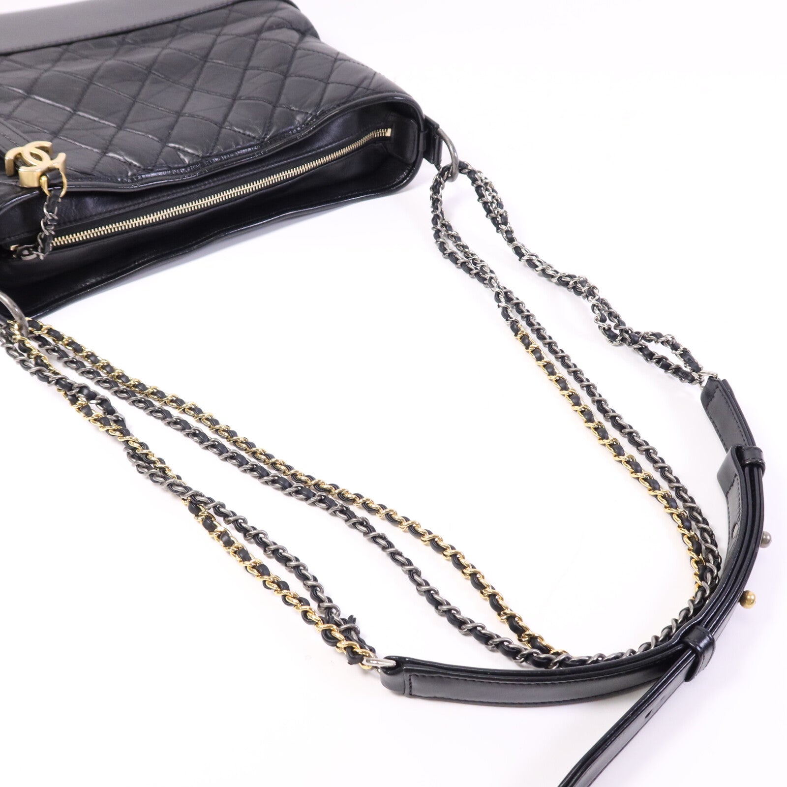 CHANEL 牛皮皮革Gabrielle Large鏈帶肩背袋