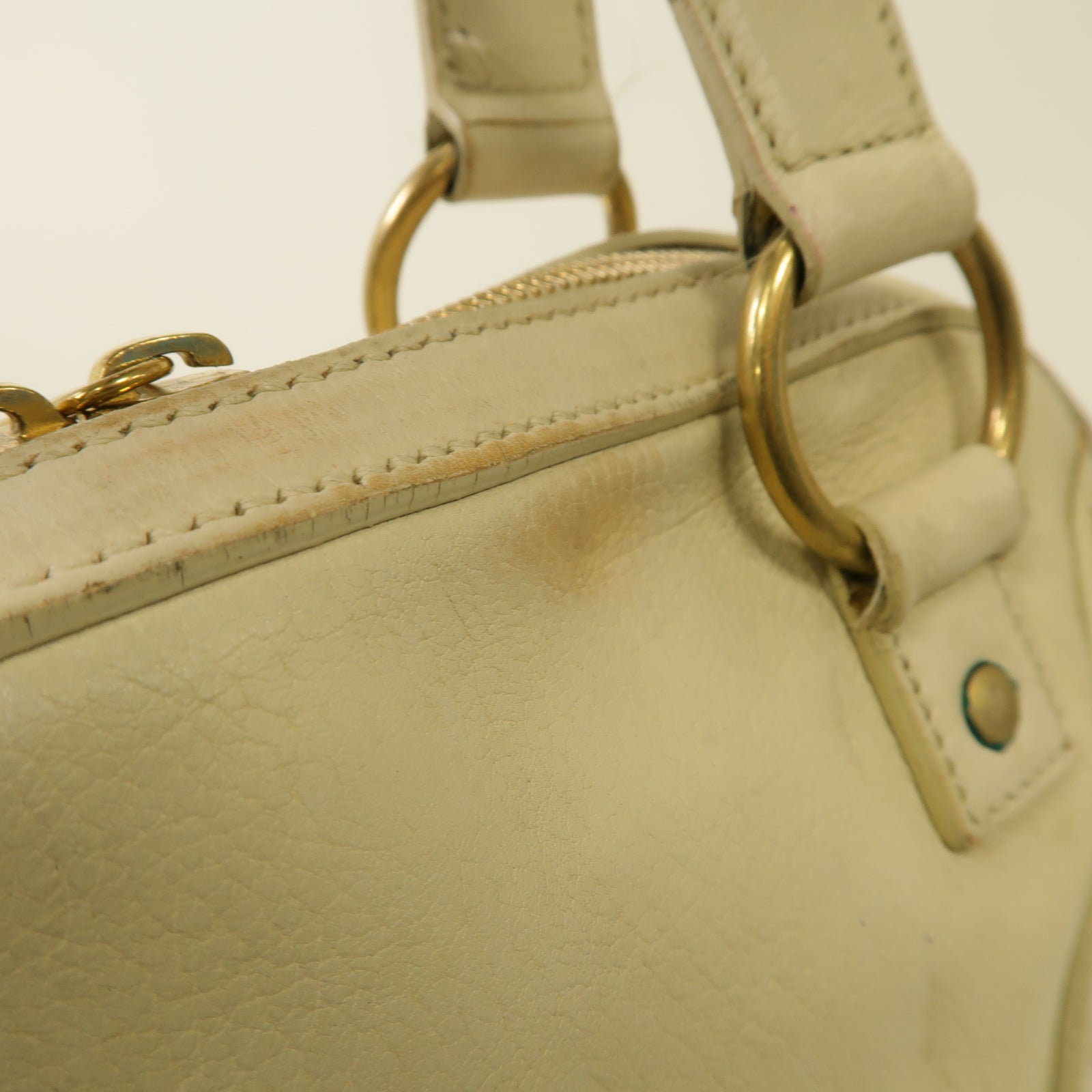 SAINT LAURENT 【激減優惠】牛皮皮革Hand Bag金扣手提袋白色