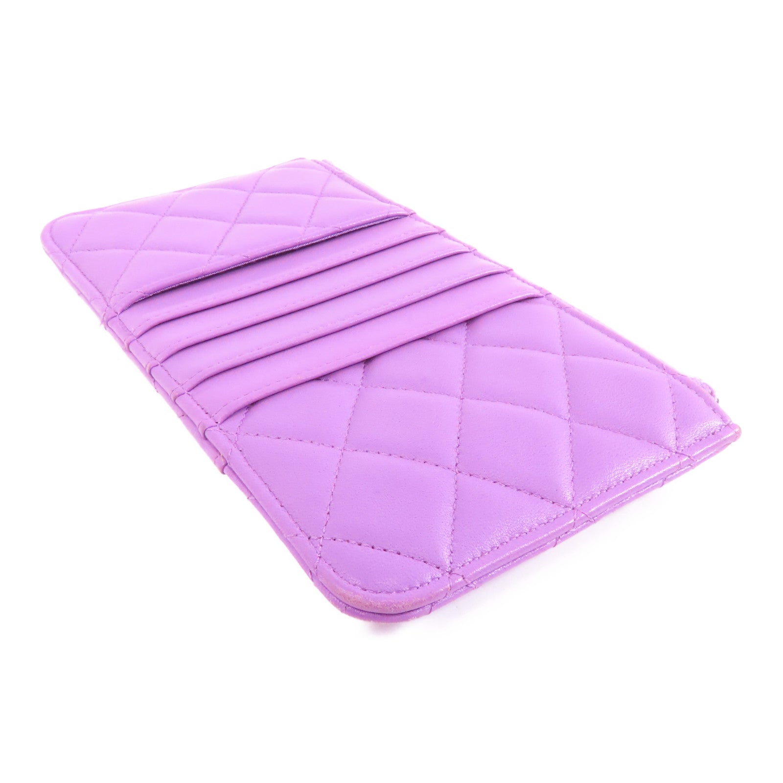 CHANEL 菱格羊皮皮革Clutch Bag金扣手拿包紫色