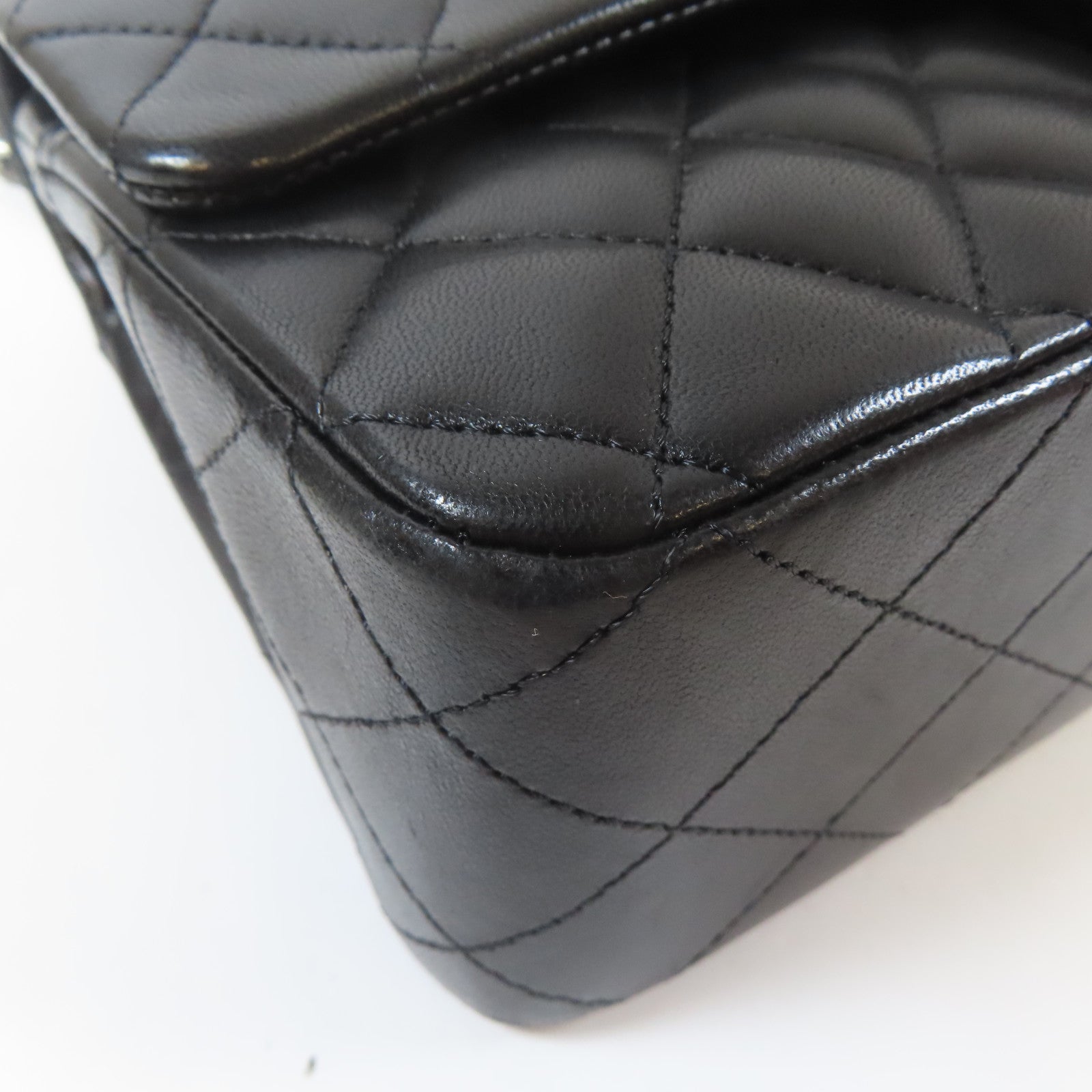 CHANEL 【激減優惠】菱格羊皮皮革Classic Flap 25cm銀扣鏈帶肩背袋黑色