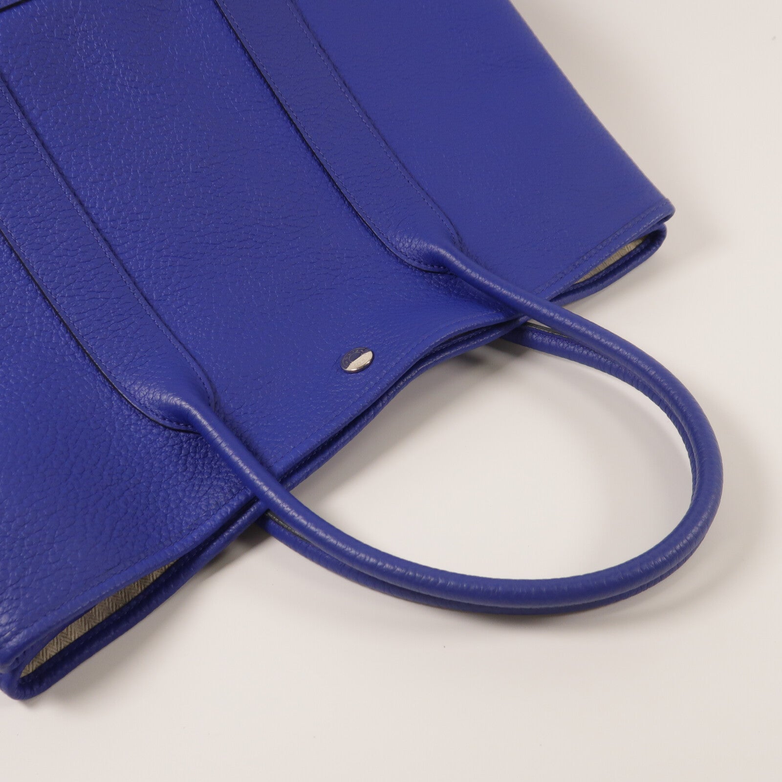 HERMES Country皮革Garden Party PM手挽袋Blue Electric