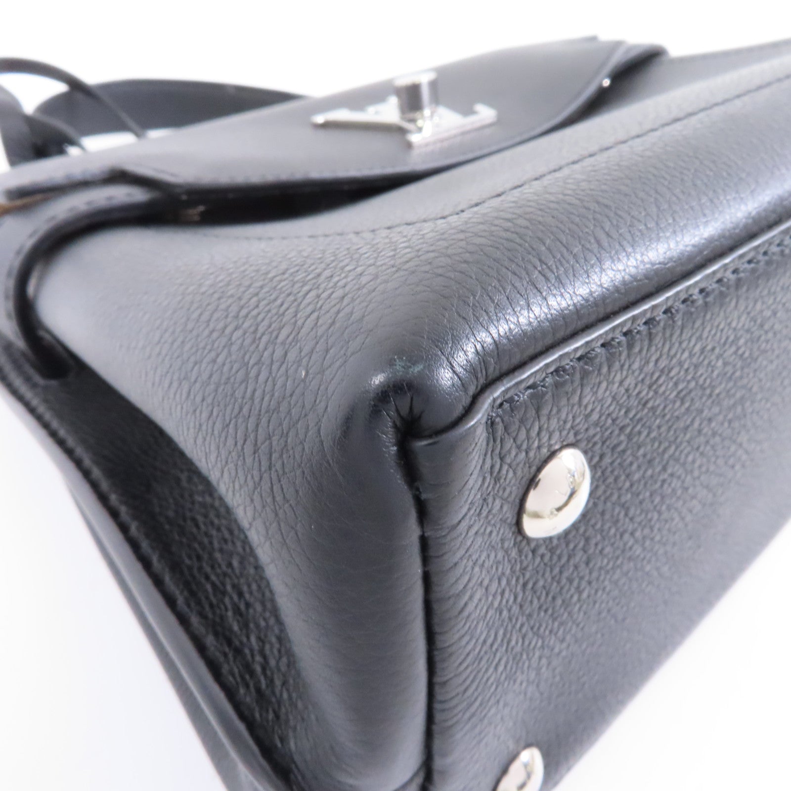 LOUIS VUITTON 牛皮皮革Lock Me Ever BB銀扣手挽肩背兩用袋黑色