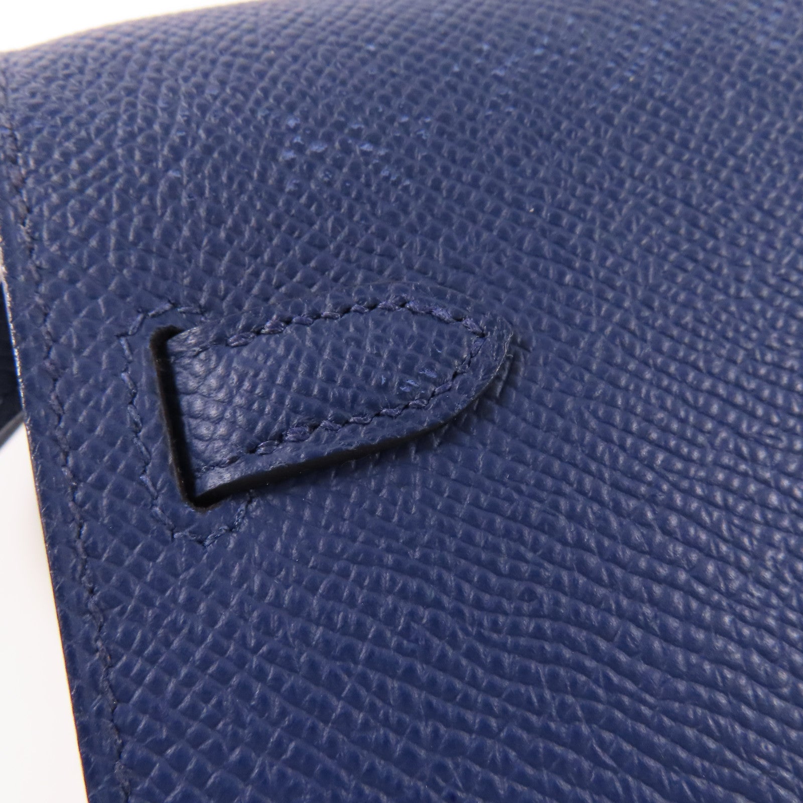 HERMES Epsom皮革Kelly To Go銀扣肩背袋Bleu Saphir