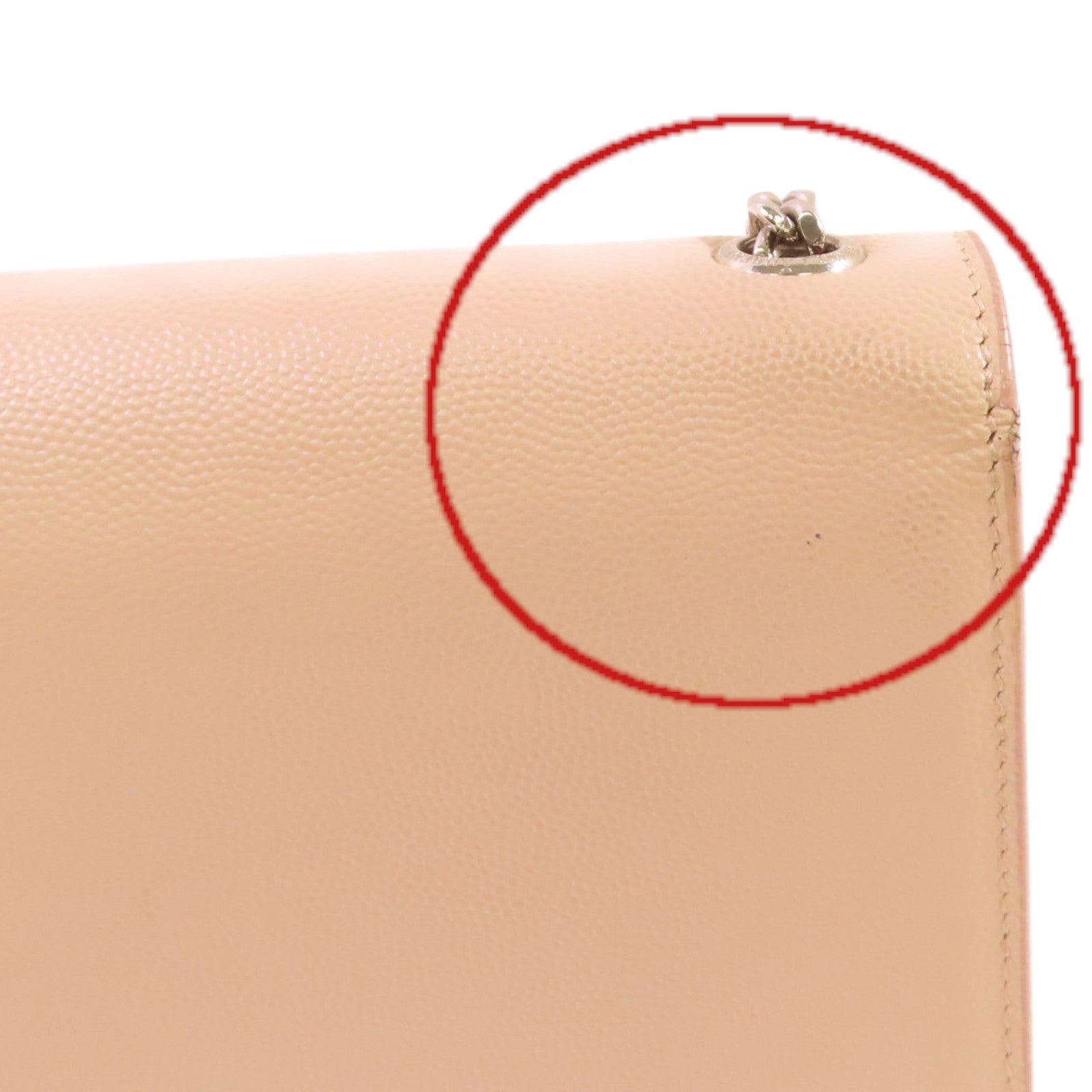 YVES SAINT LAURENT 牛皮皮革Kate Small Shoulder Bag銀扣鏈帶肩背袋杏色
