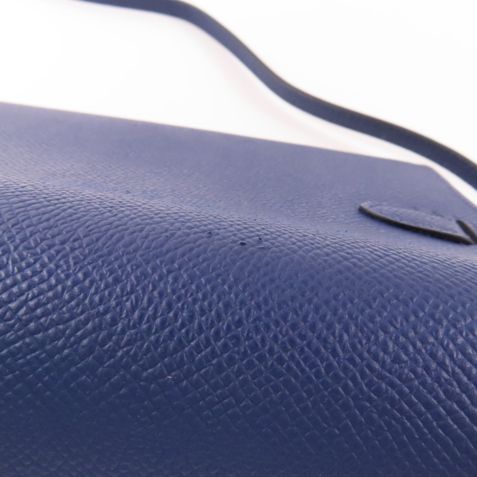 HERMES Epsom皮革Kelly To Go銀扣肩背袋Bleu Saphir