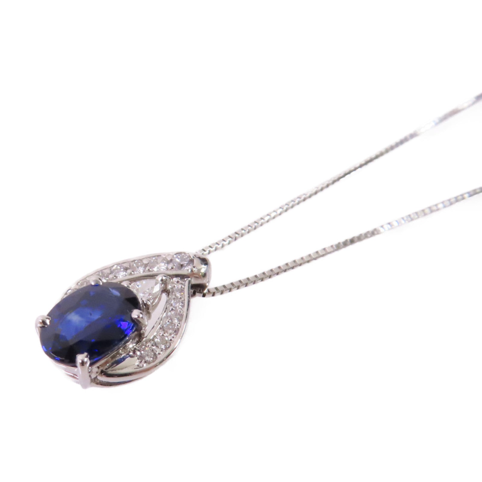 JEWELRY 【激減優惠】PT850鉑金/1.73ct藍寶石/0.24ct鑽石Sapphire/Diamond Necklace項鏈