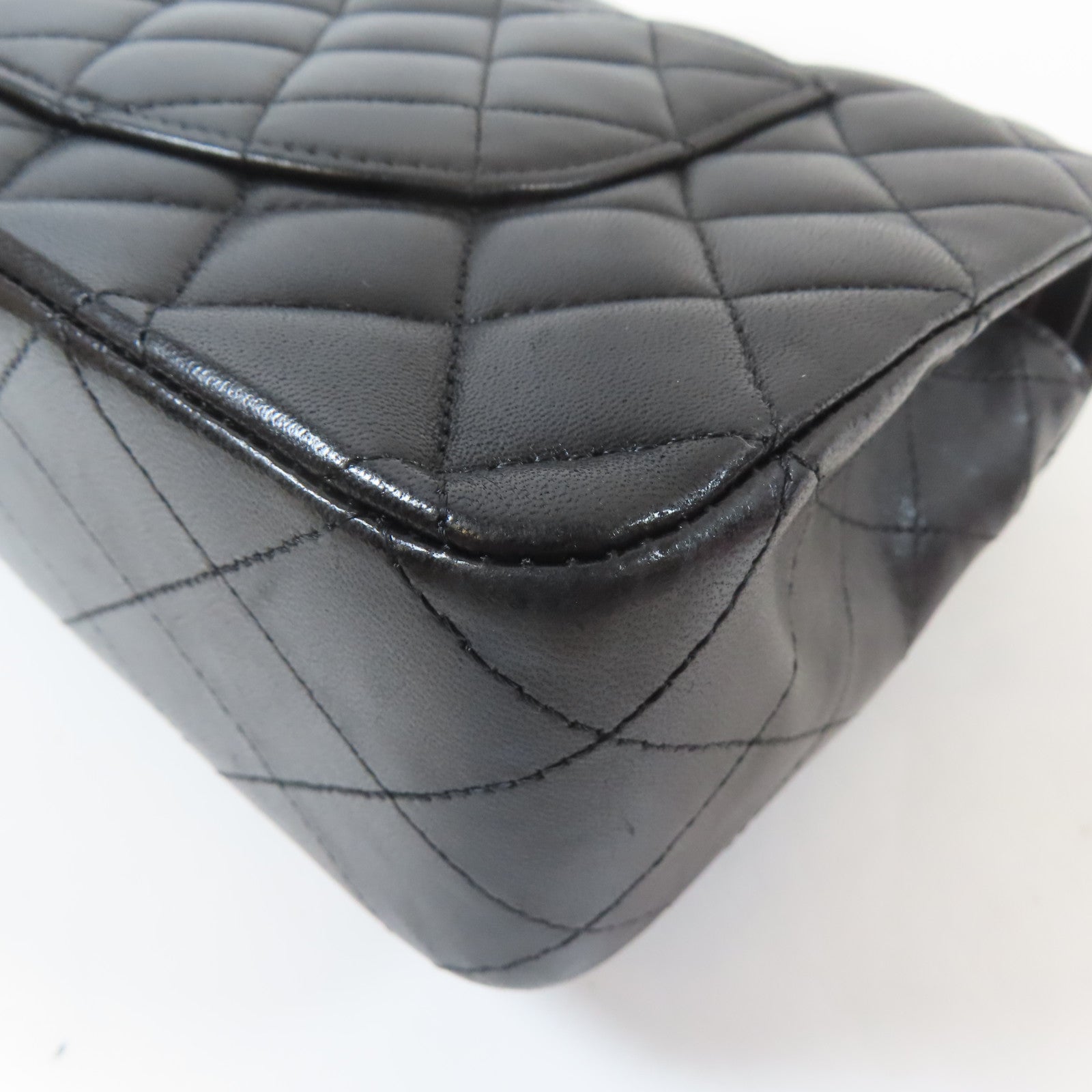 CHANEL 【激減優惠】菱格羊皮皮革Classic Flap 25cm銀扣鏈帶肩背袋黑色