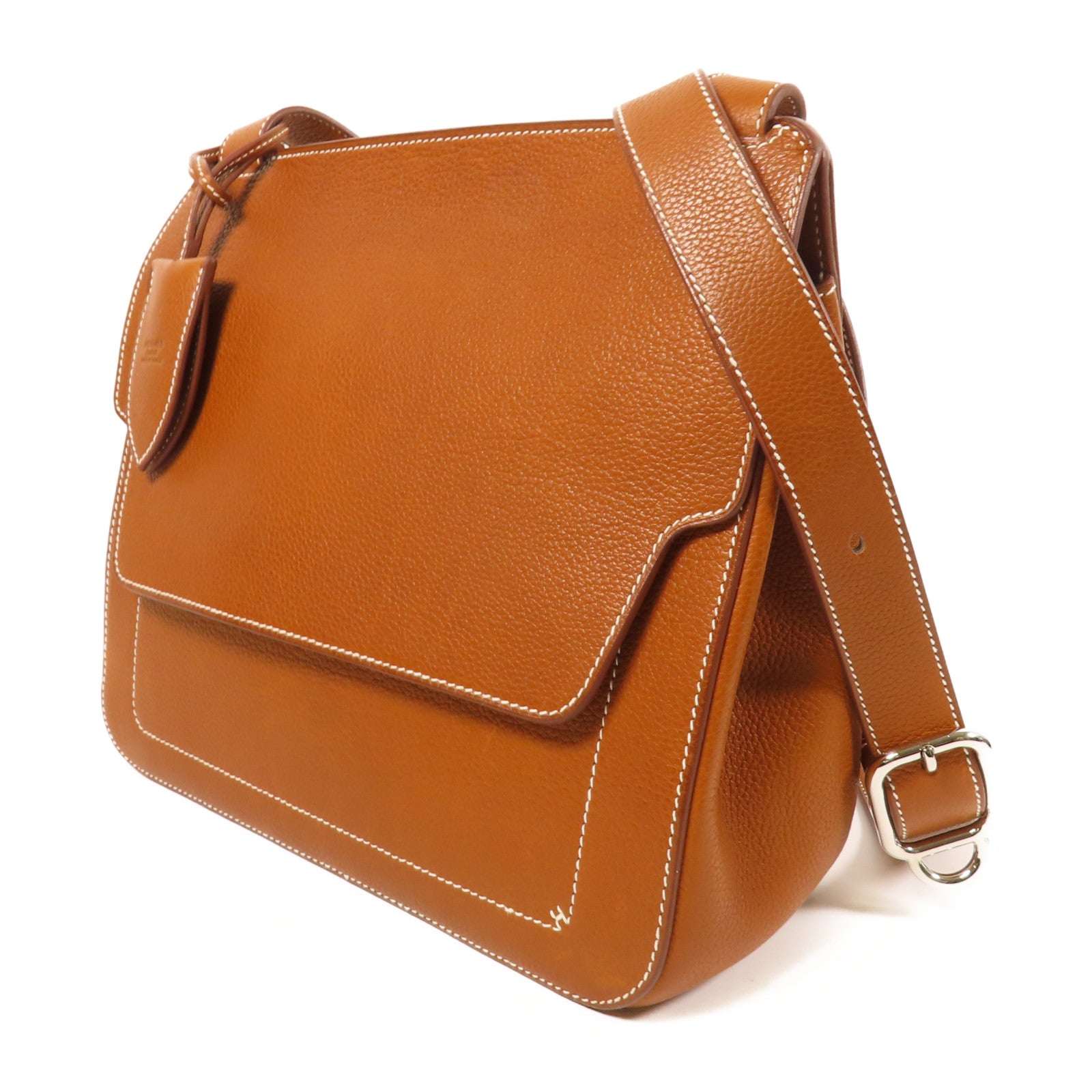 HERMES Barenia Faubourg皮革Mali-Selle Messenger Bag銀扣肩背袋啡色