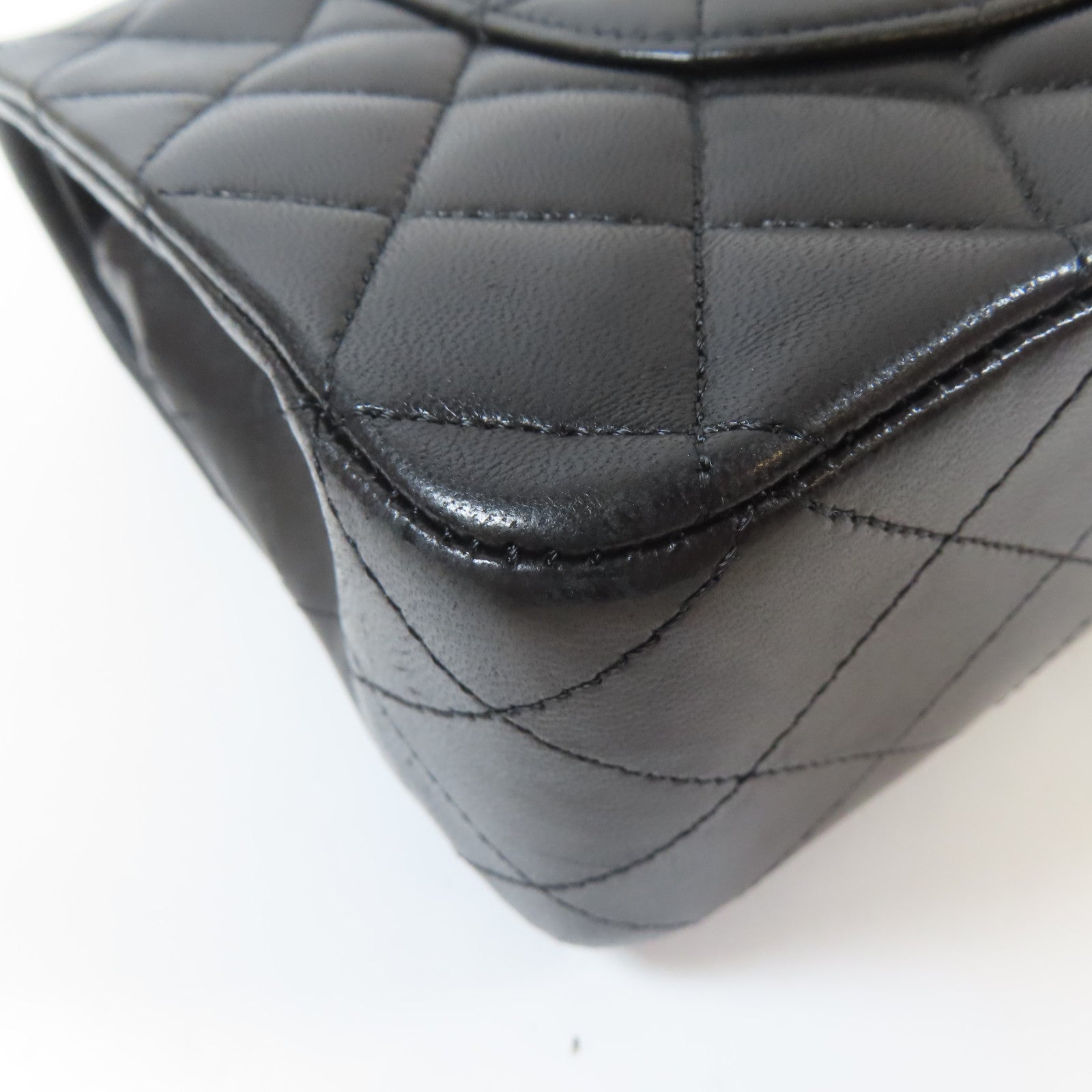 CHANEL 【激減優惠】菱格羊皮皮革Classic Flap 25cm銀扣鏈帶肩背袋黑色